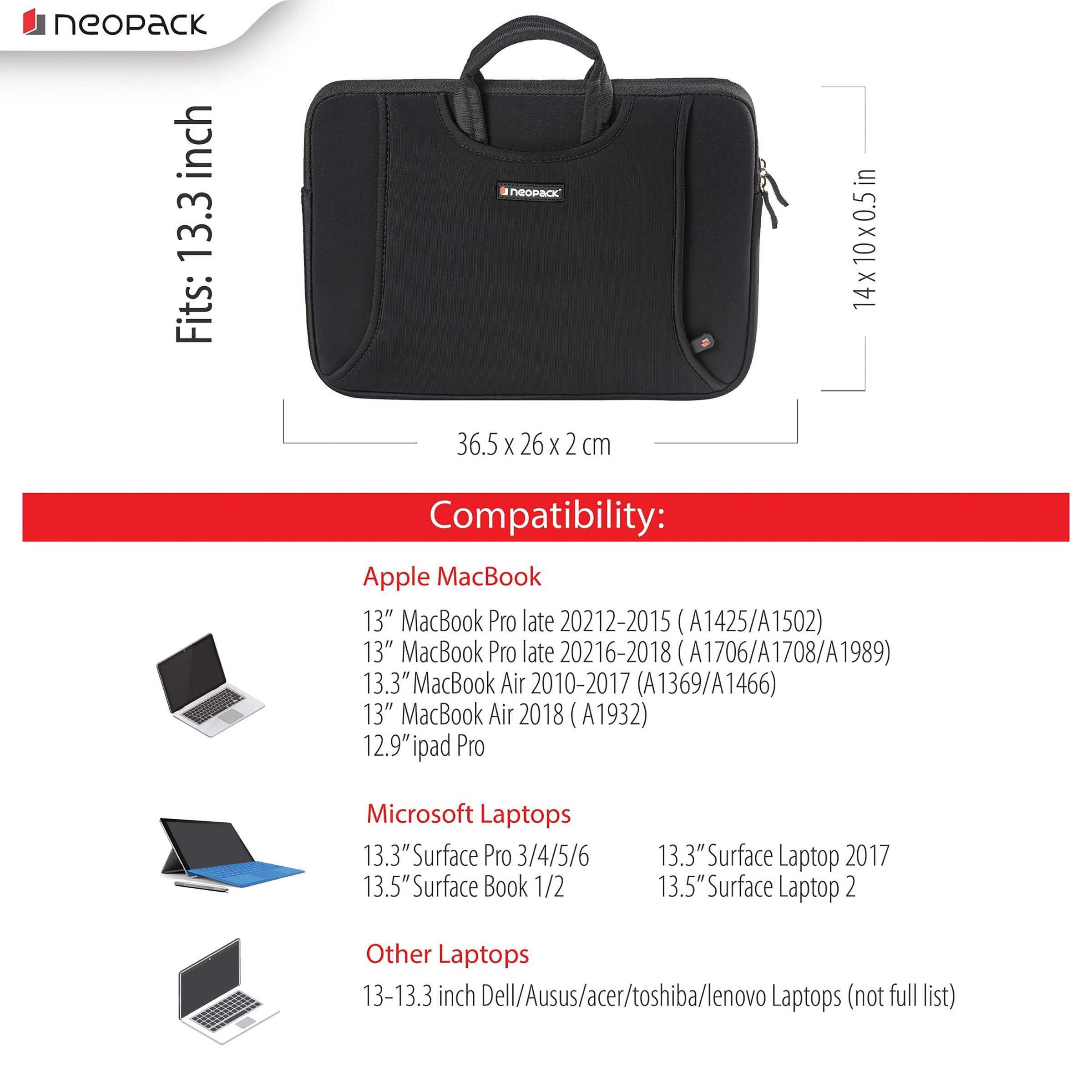 neopack Lycra Fabric, Neoprene Laptop Sleeve for 13.3 & 14.2 Inch Laptop (Water Resistant, Black)_4