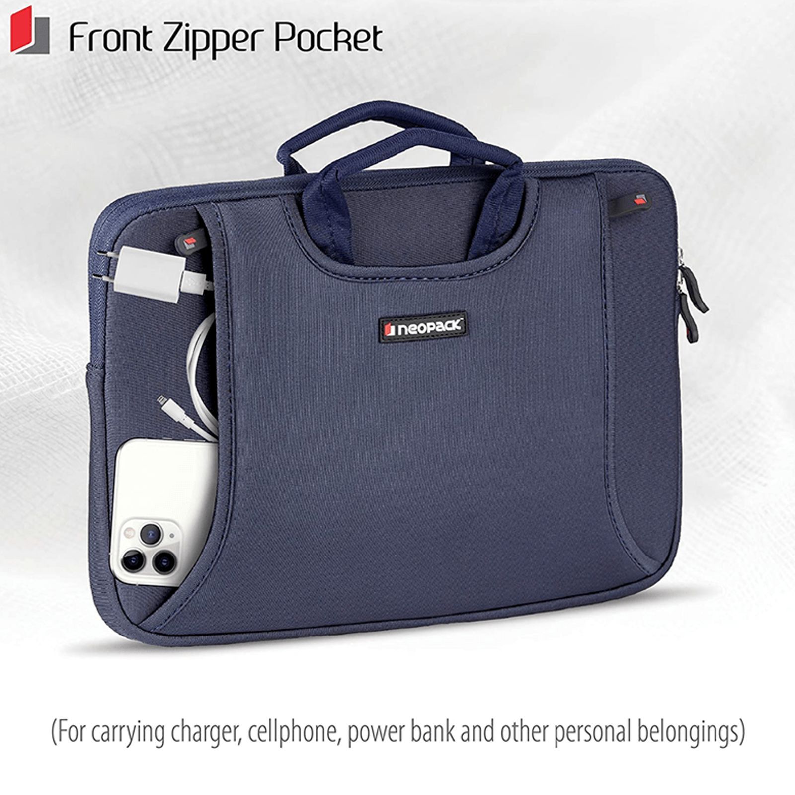 neopack Lycra Fabric, Neoprene Laptop Sleeve for 13.3 & 14.2 Inch Laptop (Water Resistant, Navy Blue)_10