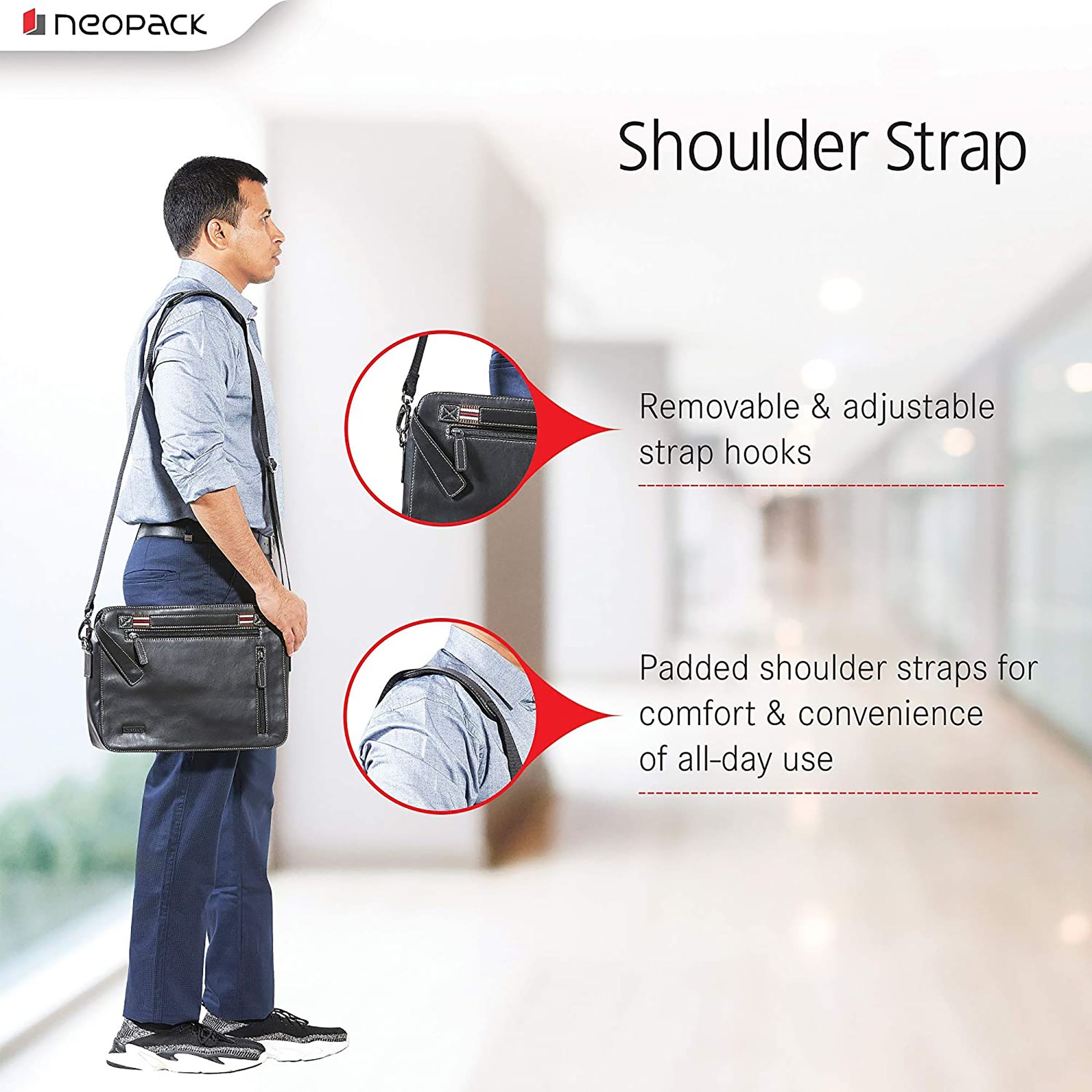 neopack Svelte Nylon, Fabric Laptop Sling Bag for 13.3 & 14.2 Inch Laptop (Lightweight, Stone Grey)_6