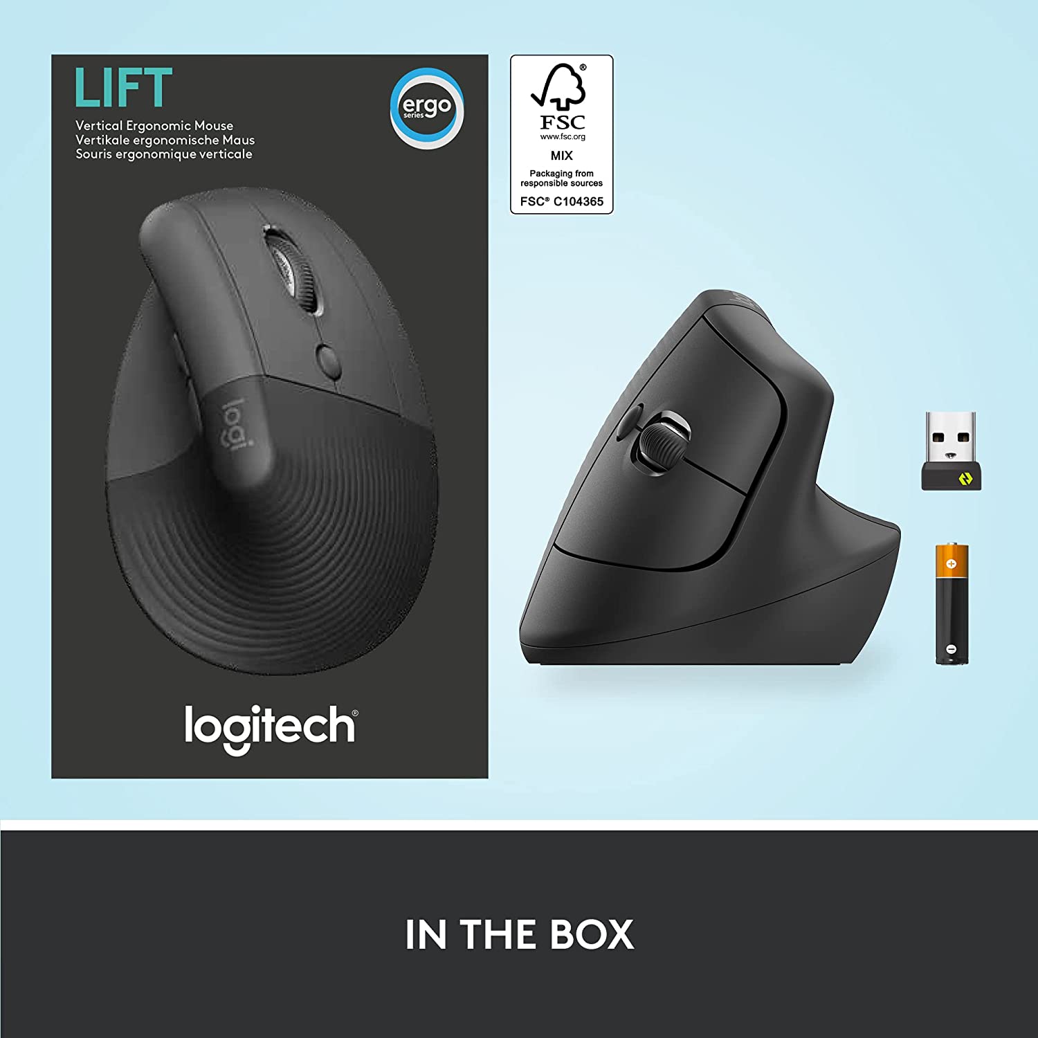 logitech Lift Wireless Optical Vertical Mouse with Thumb Rest (4000 DPI Adjustable, Whisper Quiet Clicks, Graphite)_14
