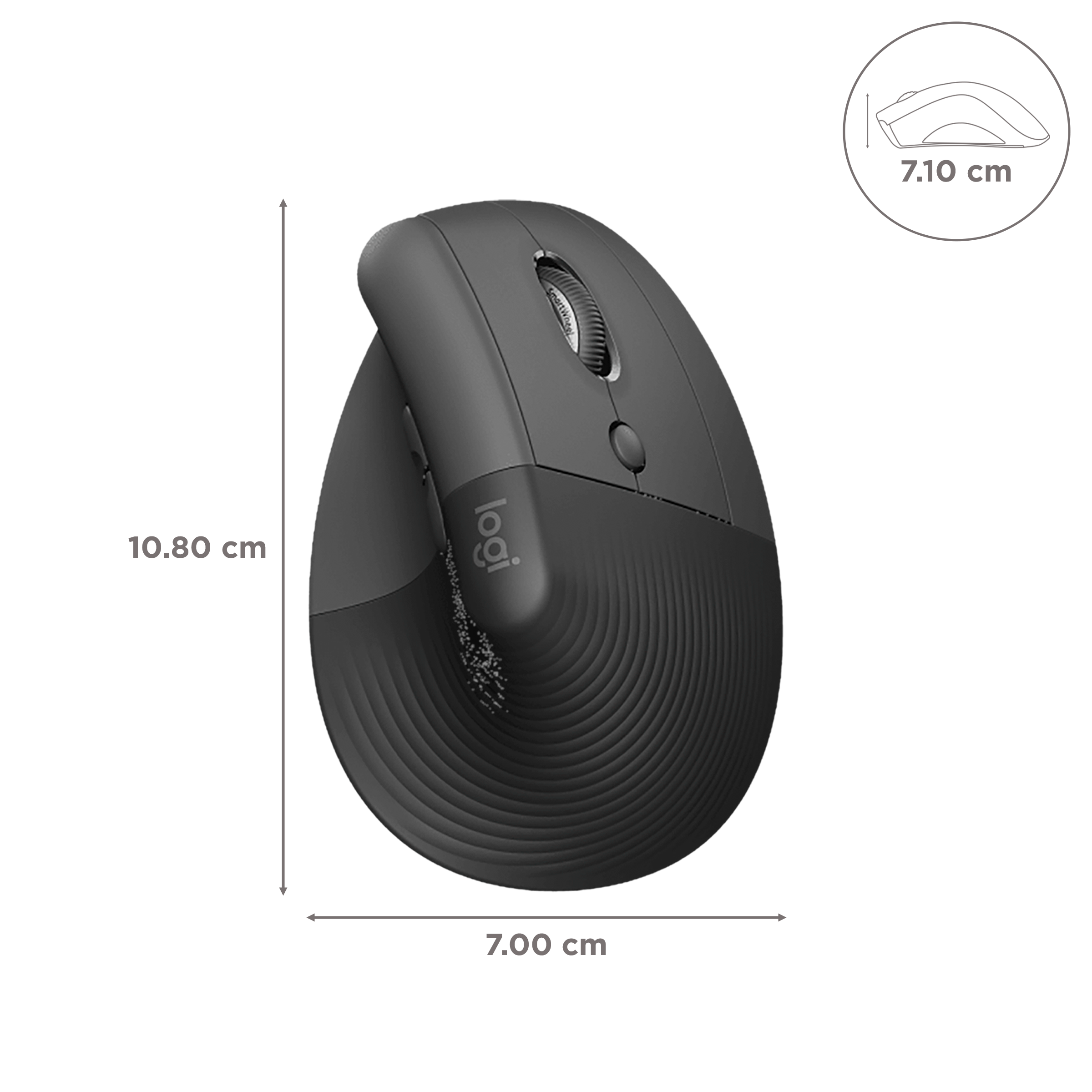 logitech Lift Wireless Optical Vertical Mouse with Thumb Rest (4000 DPI Adjustable, Whisper Quiet Clicks, Graphite)_3