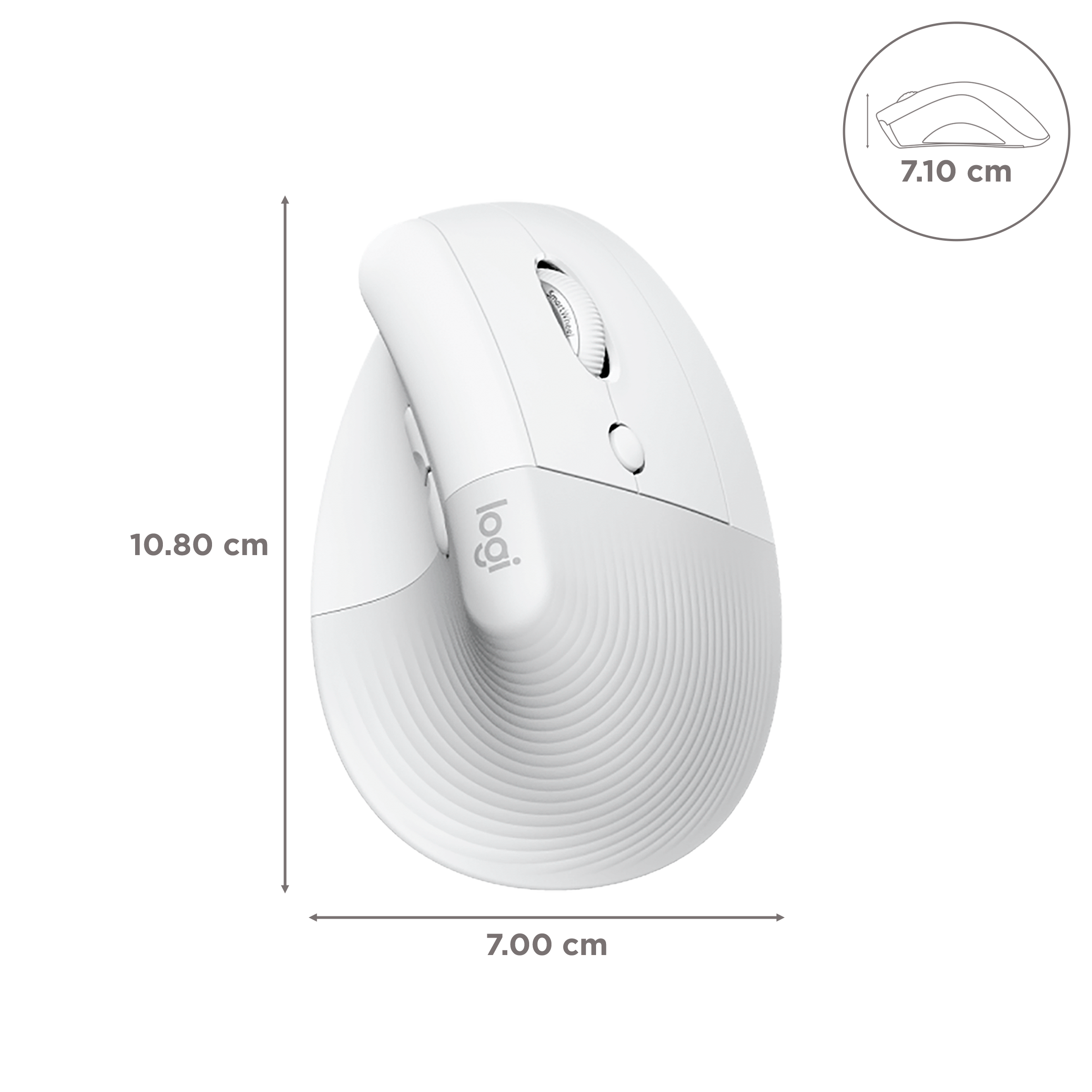 logitech Lift Wireless Optical Vertical Mouse with Thumb Rest (4000 DPI Adjustable, Whisper Quiet Clicks, Off White)_3