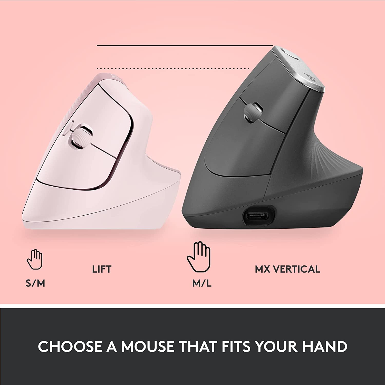 logitech Lift Wireless Optical Vertical Mouse with Thumb Rest (4000 DPI Adjustable, Whisper Quiet Clicks, Rose)_15
