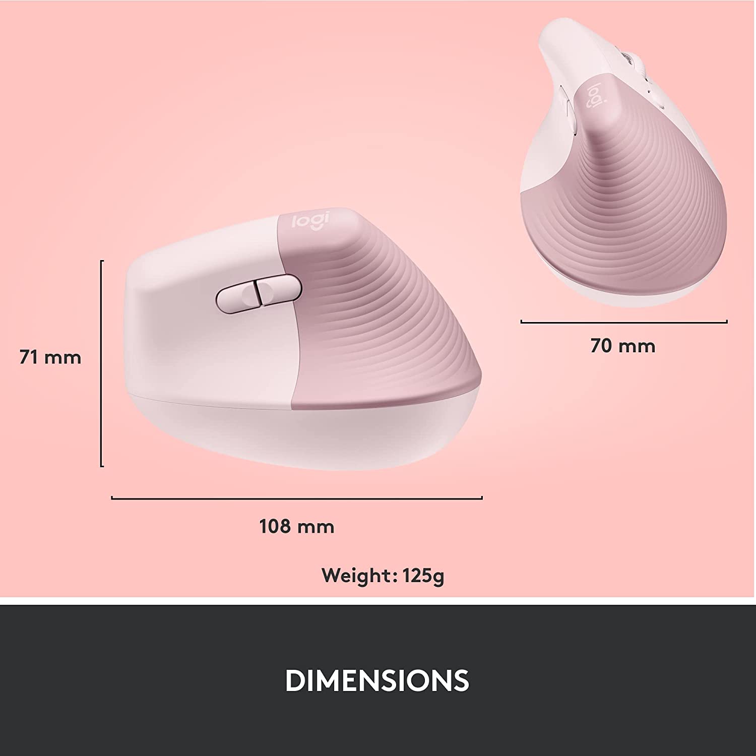 logitech Lift Wireless Optical Vertical Mouse with Thumb Rest (4000 DPI Adjustable, Whisper Quiet Clicks, Rose)_16