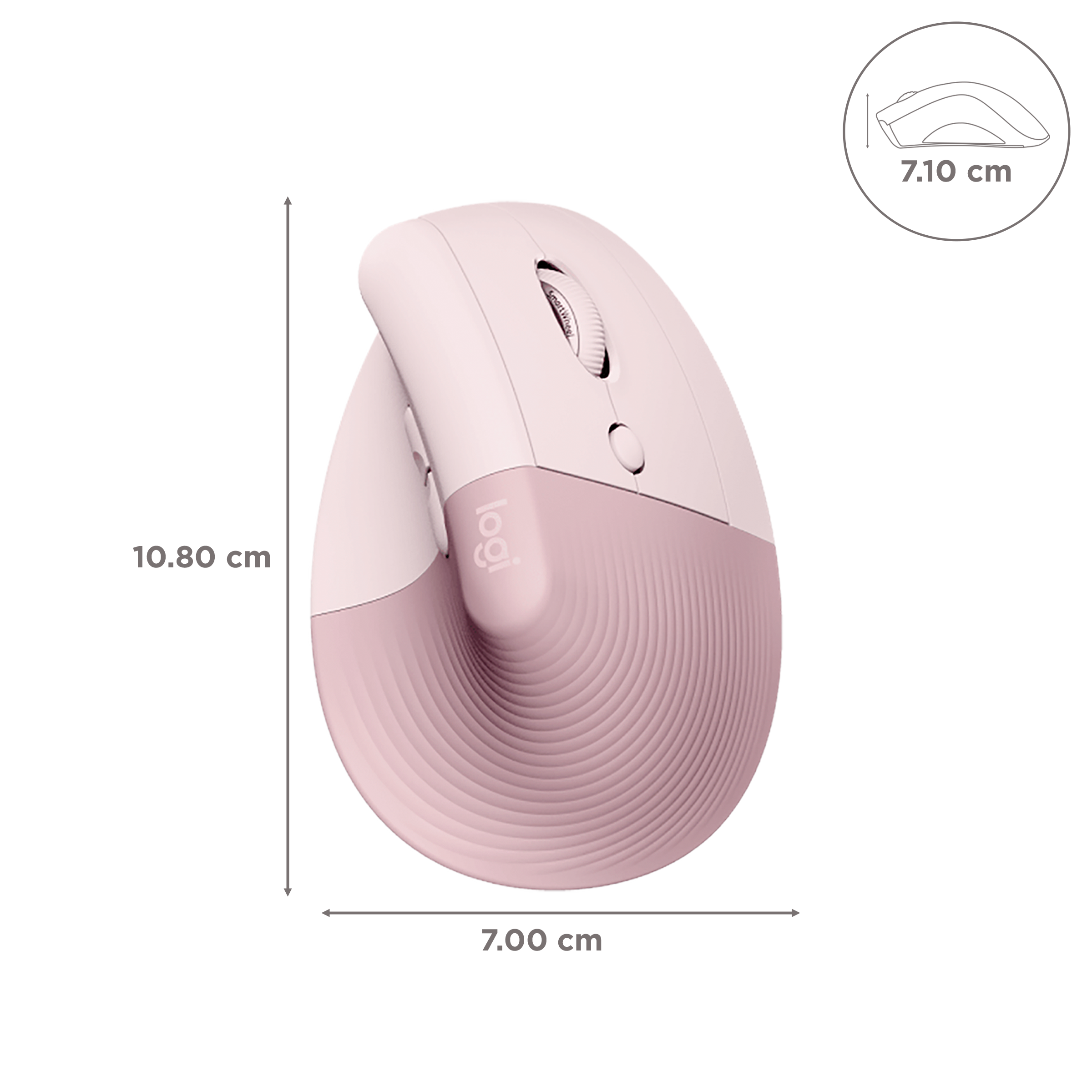 logitech Lift Wireless Optical Vertical Mouse with Thumb Rest (4000 DPI Adjustable, Whisper Quiet Clicks, Rose)_3