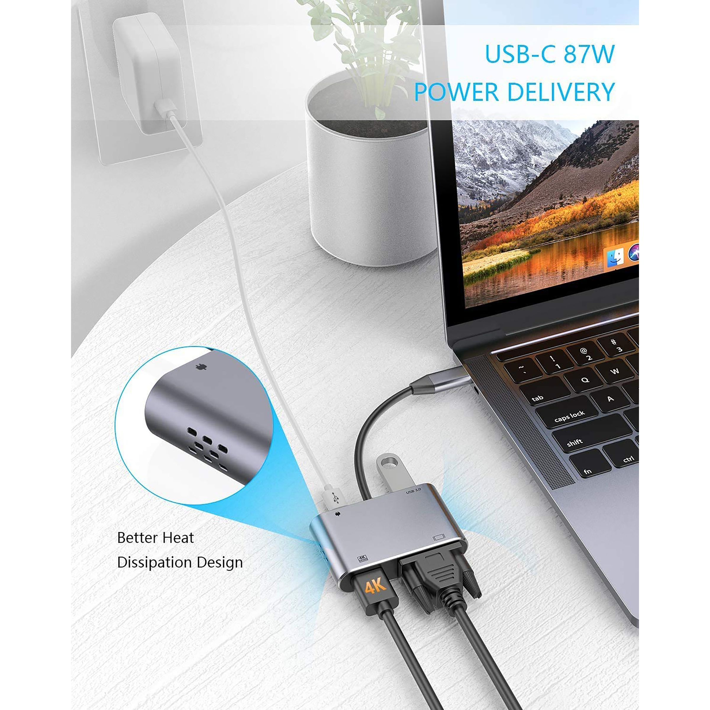 LAPCARE Lap-C 4-in-1 USB Type C to HDMI, VGA Port, USB 3.0 Type A, USB Type C Docking Station (Instant Expansion, Black) LAPCARE Lap-C 4-in-1 USB Type C to HDMI, VGA Port, USB 3.0 Type A, USB Type C Docking Station (Instant Expansion, Black)_4