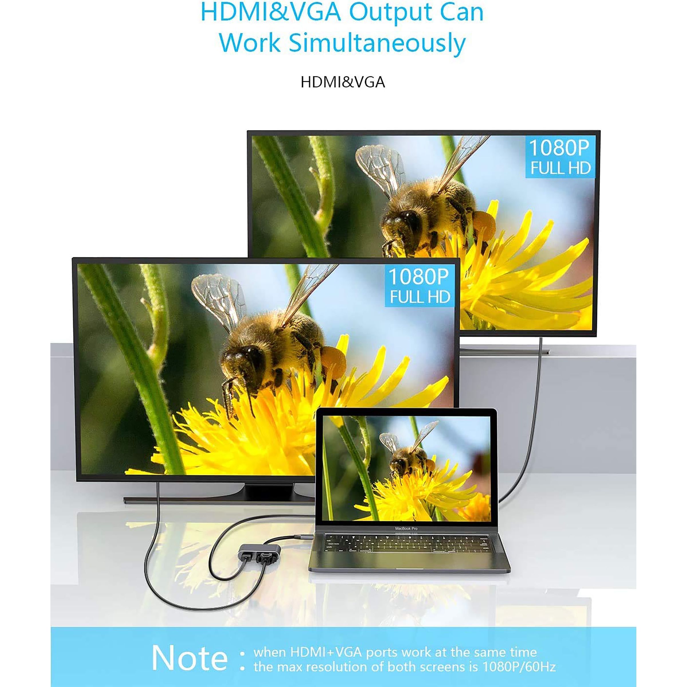 LAPCARE Lap-C 4-in-1 USB Type C to HDMI, VGA Port, USB 3.0 Type A, USB Type C Docking Station (Instant Expansion, Black) LAPCARE Lap-C 4-in-1 USB Type C to HDMI, VGA Port, USB 3.0 Type A, USB Type C Docking Station (Instant Expansion, Black)_8