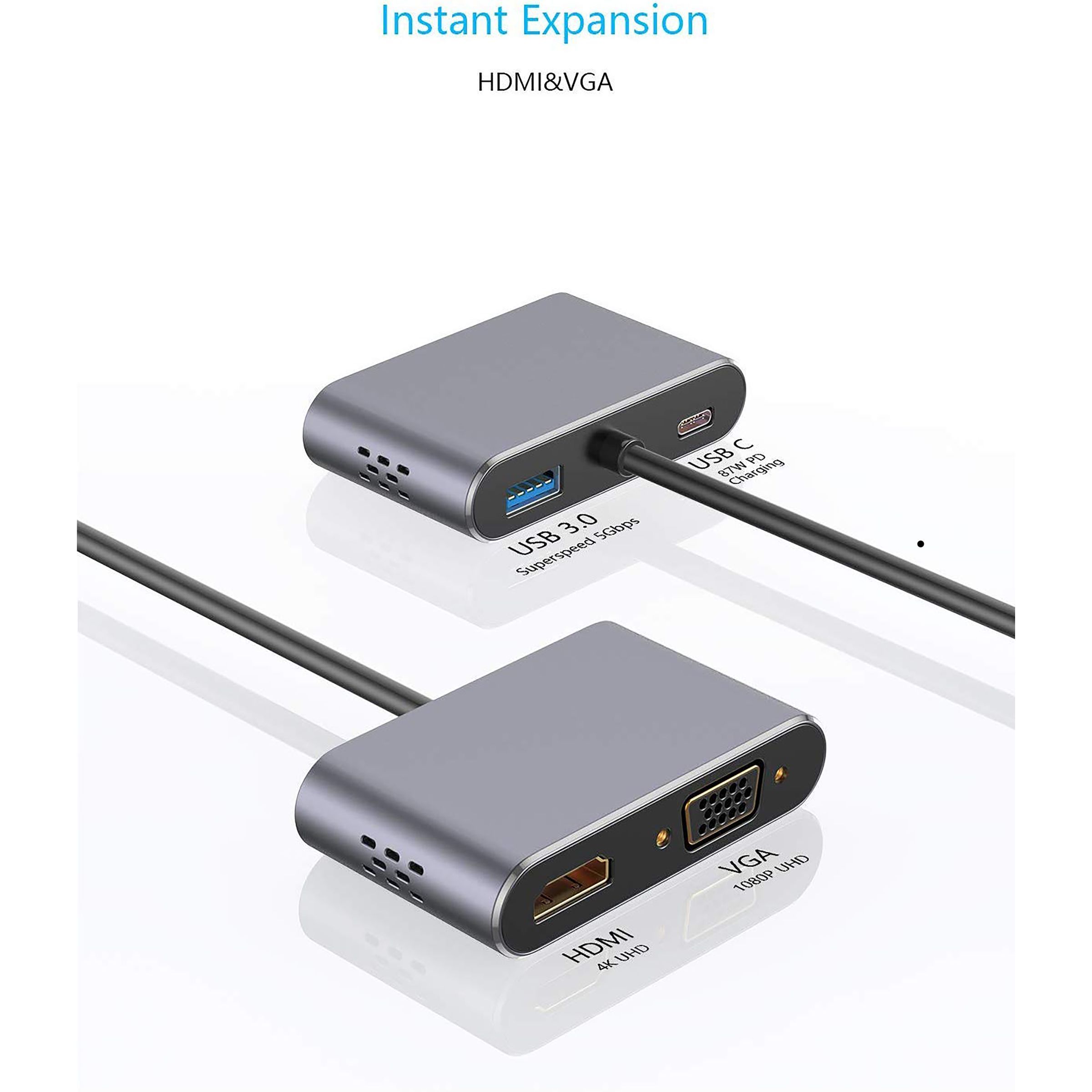 LAPCARE Lap-C 4-in-1 USB Type C to HDMI, VGA Port, USB 3.0 Type A, USB Type C Docking Station (Instant Expansion, Black) LAPCARE Lap-C 4-in-1 USB Type C to HDMI, VGA Port, USB 3.0 Type A, USB Type C Docking Station (Instant Expansion, Black)_9