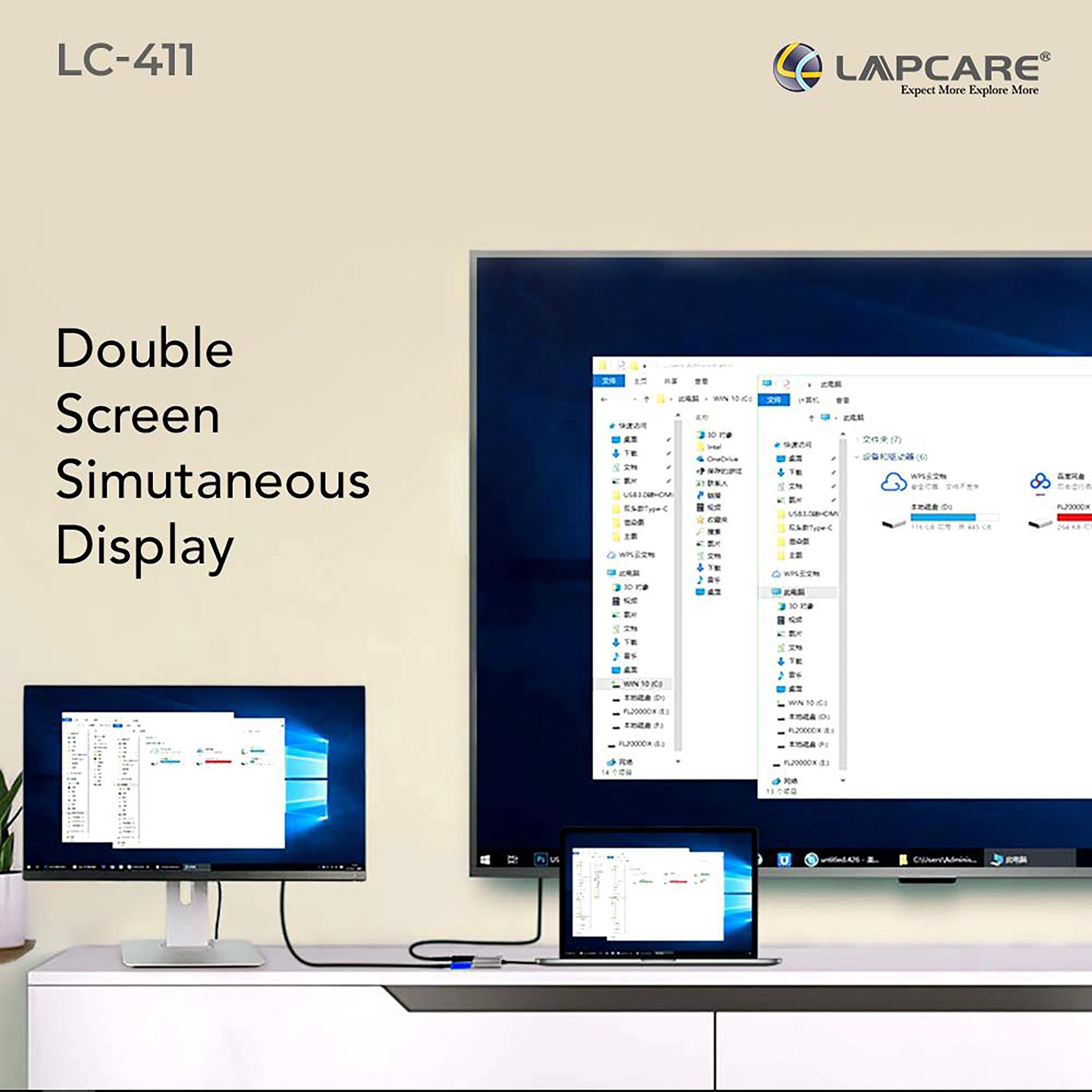 LAPCARE Lap-C 4-in-1 USB Type C to HDMI, VGA Port, USB 3.0 Type A, USB Type C Docking Station (Instant Expansion, Black) LAPCARE Lap-C 4-in-1 USB Type C to HDMI, VGA Port, USB 3.0 Type A, USB Type C Docking Station (Instant Expansion, Black)_2
