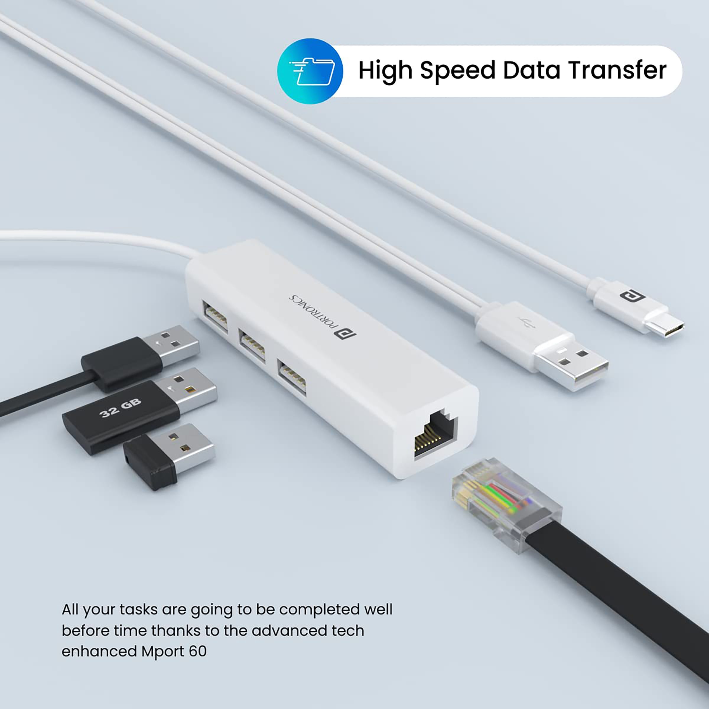 PORTRONICS Mport 60 4-in-2 USB 2.0 Type A, USB 2.0 Type C to USB 2.0 Type A, RJ45 USB Hub (Universal Connectivity, White) PORTRONICS Mport 60 4-in-2 USB 2.0 Type A, USB 2.0 Type C to USB 2.0 Type A, RJ45 USB Hub (Universal Connectivity, White)_6