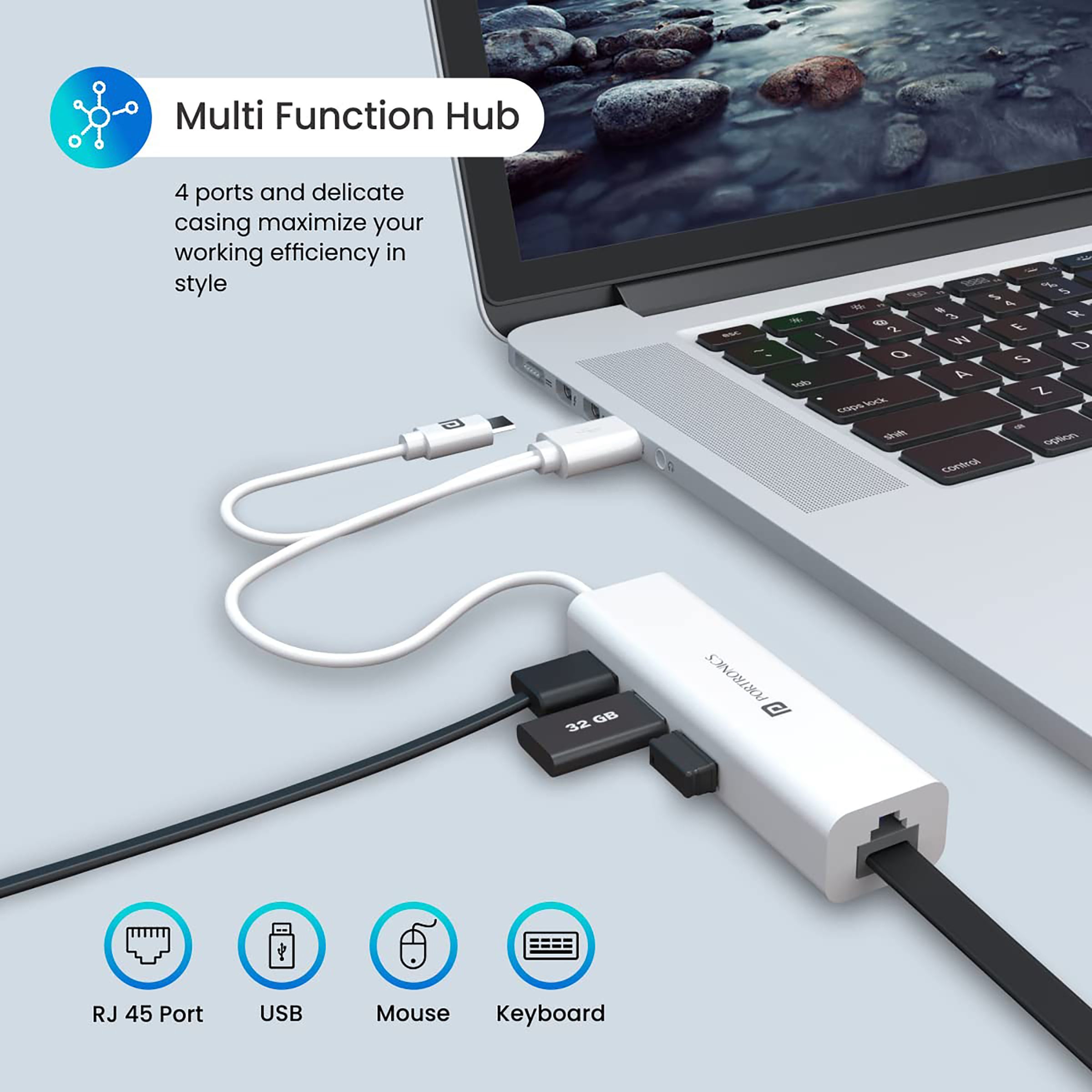 PORTRONICS Mport 60 4-in-2 USB 2.0 Type A, USB 2.0 Type C to USB 2.0 Type A, RJ45 USB Hub (Universal Connectivity, White) PORTRONICS Mport 60 4-in-2 USB 2.0 Type A, USB 2.0 Type C to USB 2.0 Type A, RJ45 USB Hub (Universal Connectivity, White)_10