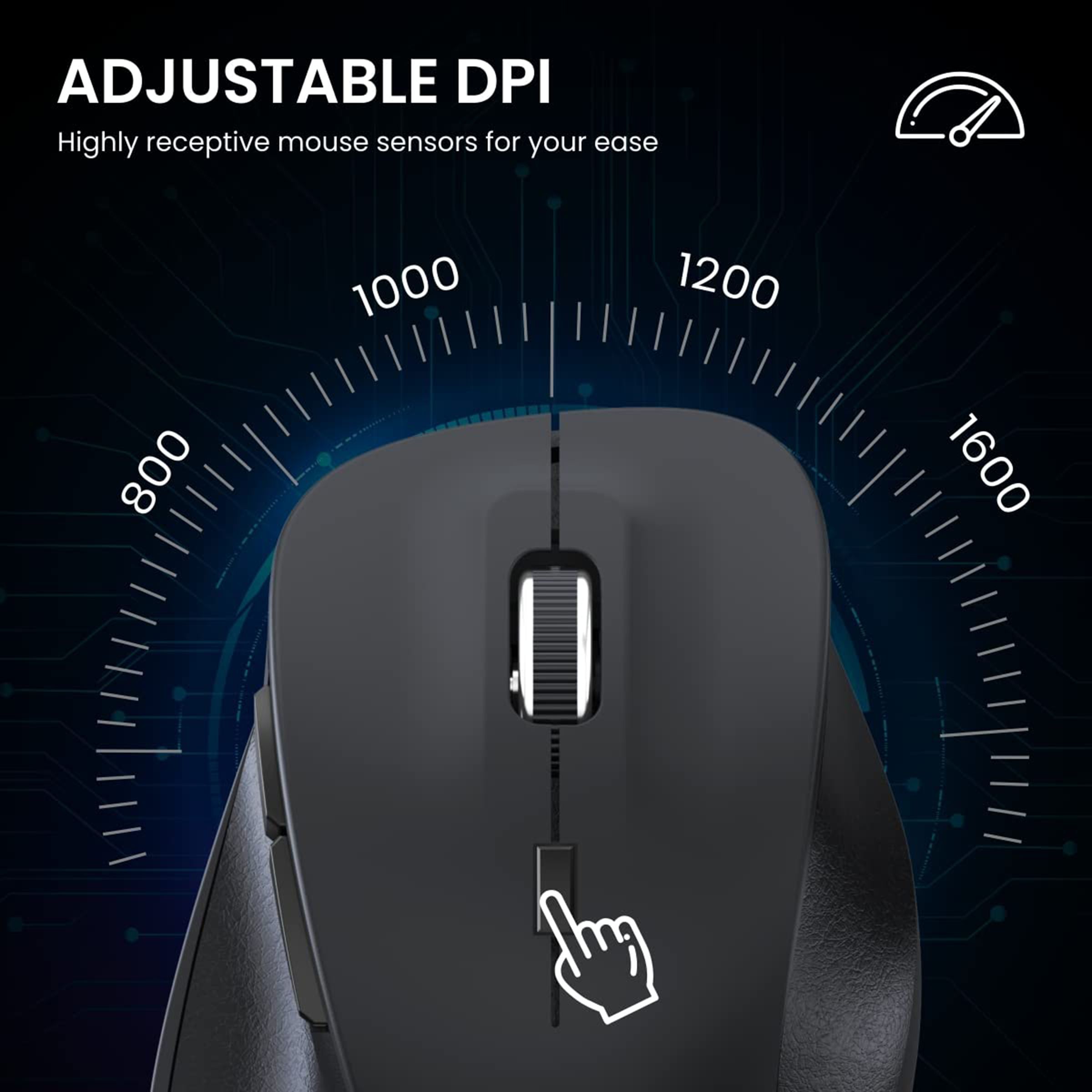 PORTRONICS Toad 24 Wireless Optical Mouse (1600 DPI Adjustable, Ergonomic Design, Black) PORTRONICS Toad 24 Wireless Optical Mouse (1600 DPI Adjustable, Ergonomic Design, Black)_7
