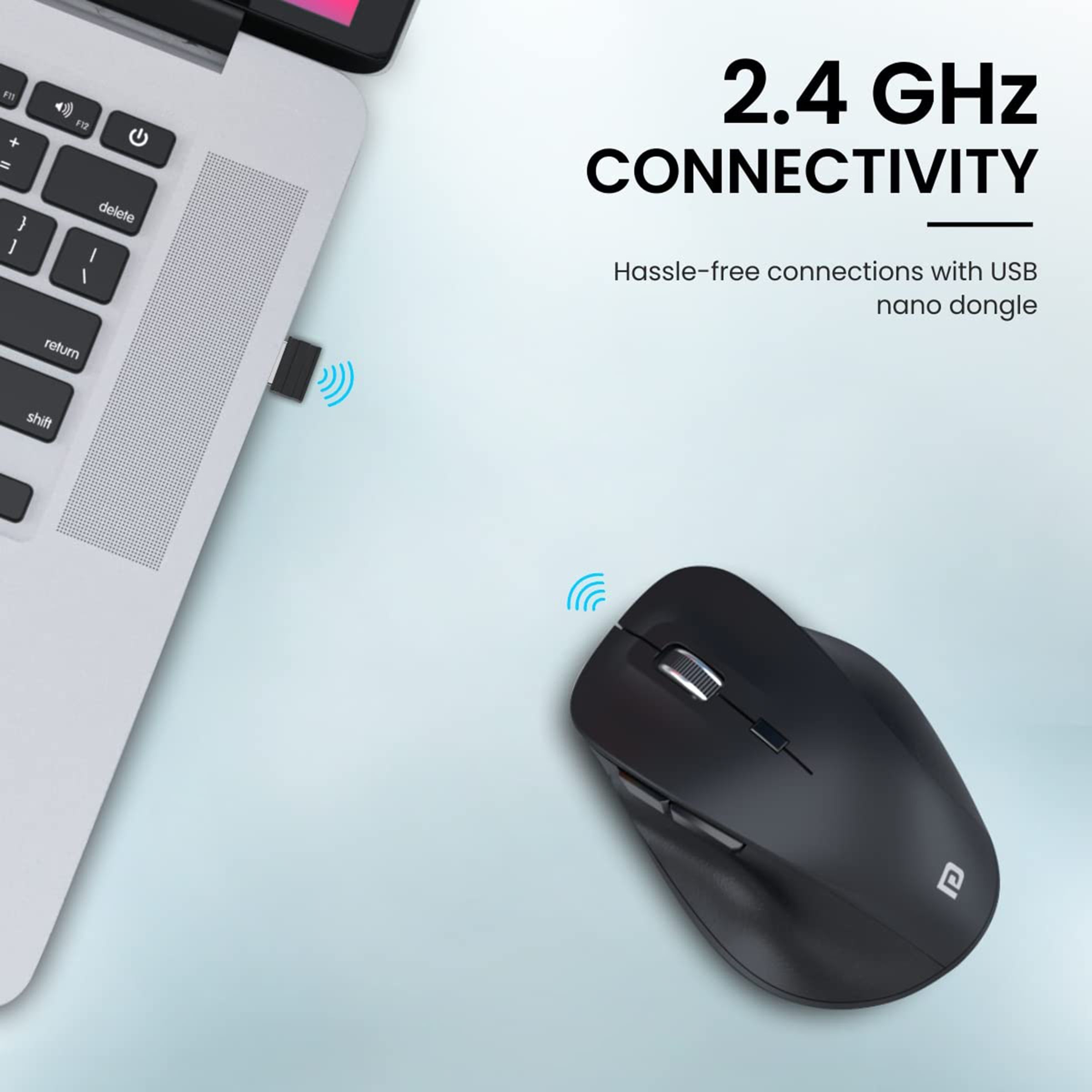 PORTRONICS Toad 24 Wireless Optical Mouse (1600 DPI Adjustable, Ergonomic Design, Black) PORTRONICS Toad 24 Wireless Optical Mouse (1600 DPI Adjustable, Ergonomic Design, Black)_10