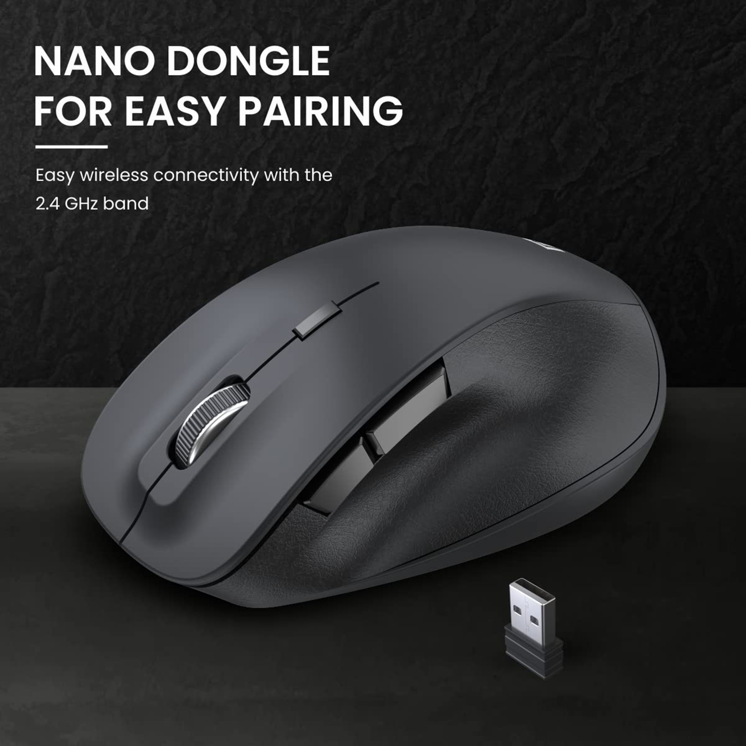 PORTRONICS Toad 24 Wireless Optical Mouse (1600 DPI Adjustable, Ergonomic Design, Black) PORTRONICS Toad 24 Wireless Optical Mouse (1600 DPI Adjustable, Ergonomic Design, Black)_4