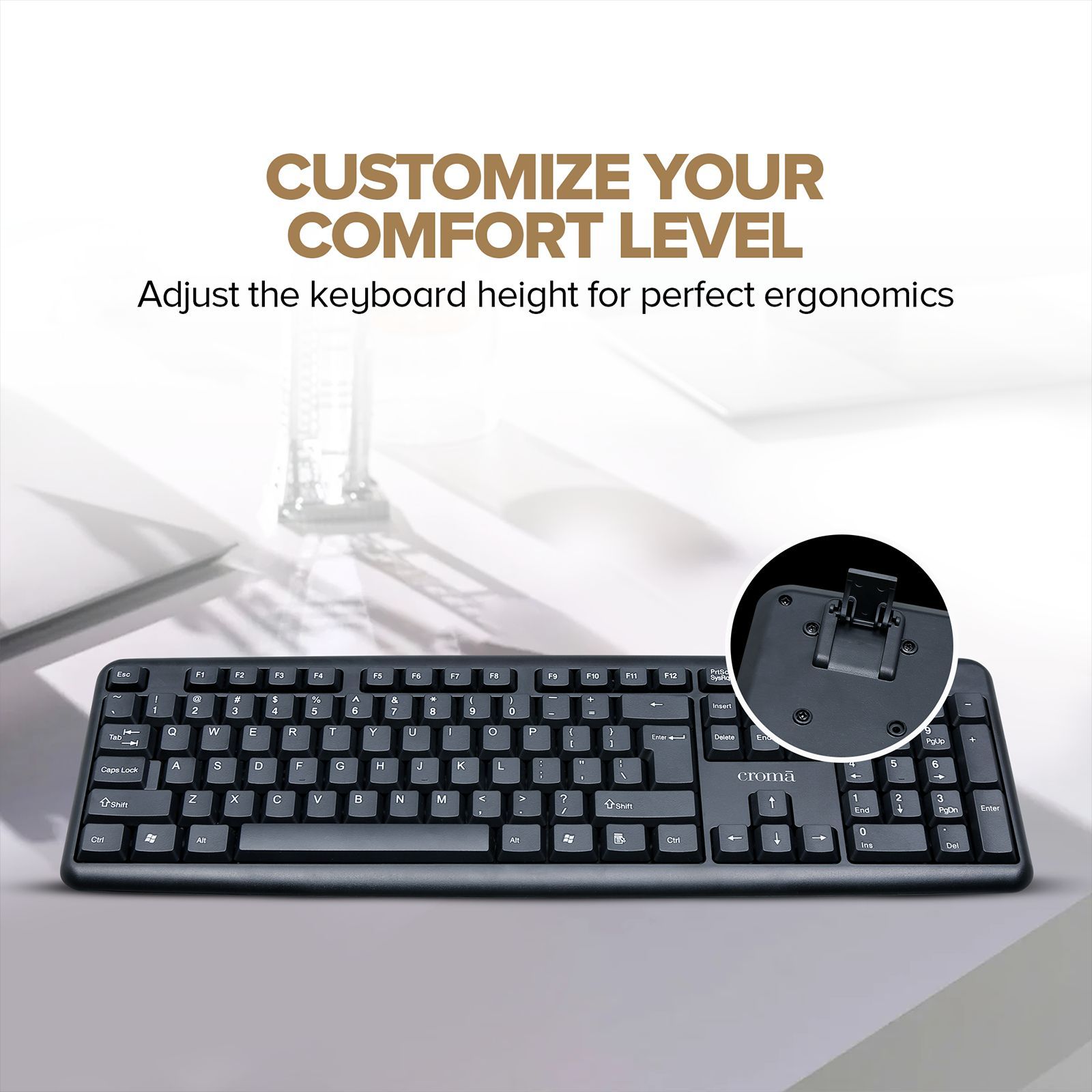 Croma Wired Keyboard with Silent Keys (Robust Design, Black)_11
