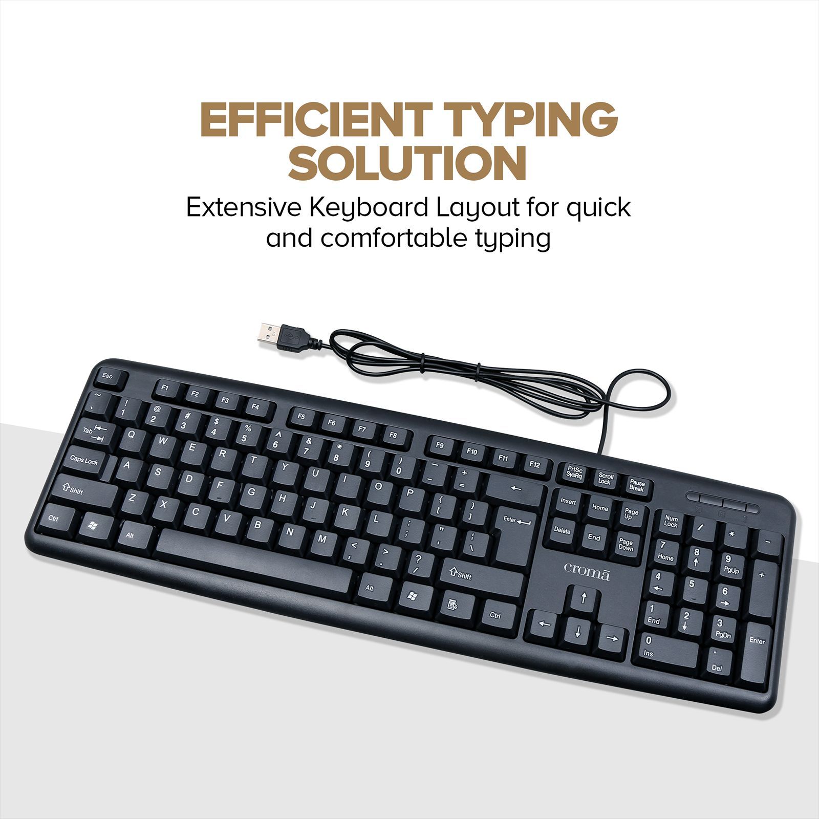 Croma Wired Keyboard with Silent Keys (Robust Design, Black)_13