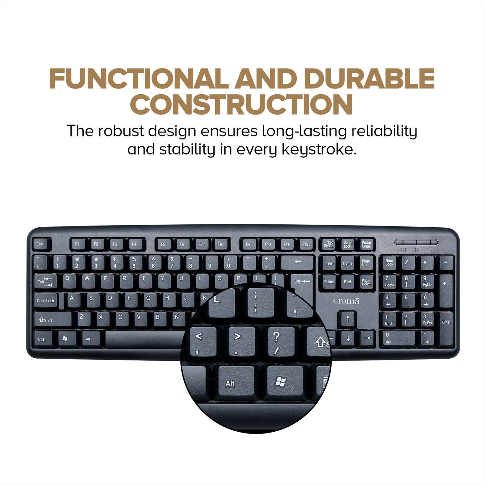 Croma Wired Keyboard with Silent Keys (Robust Design, Black)_14