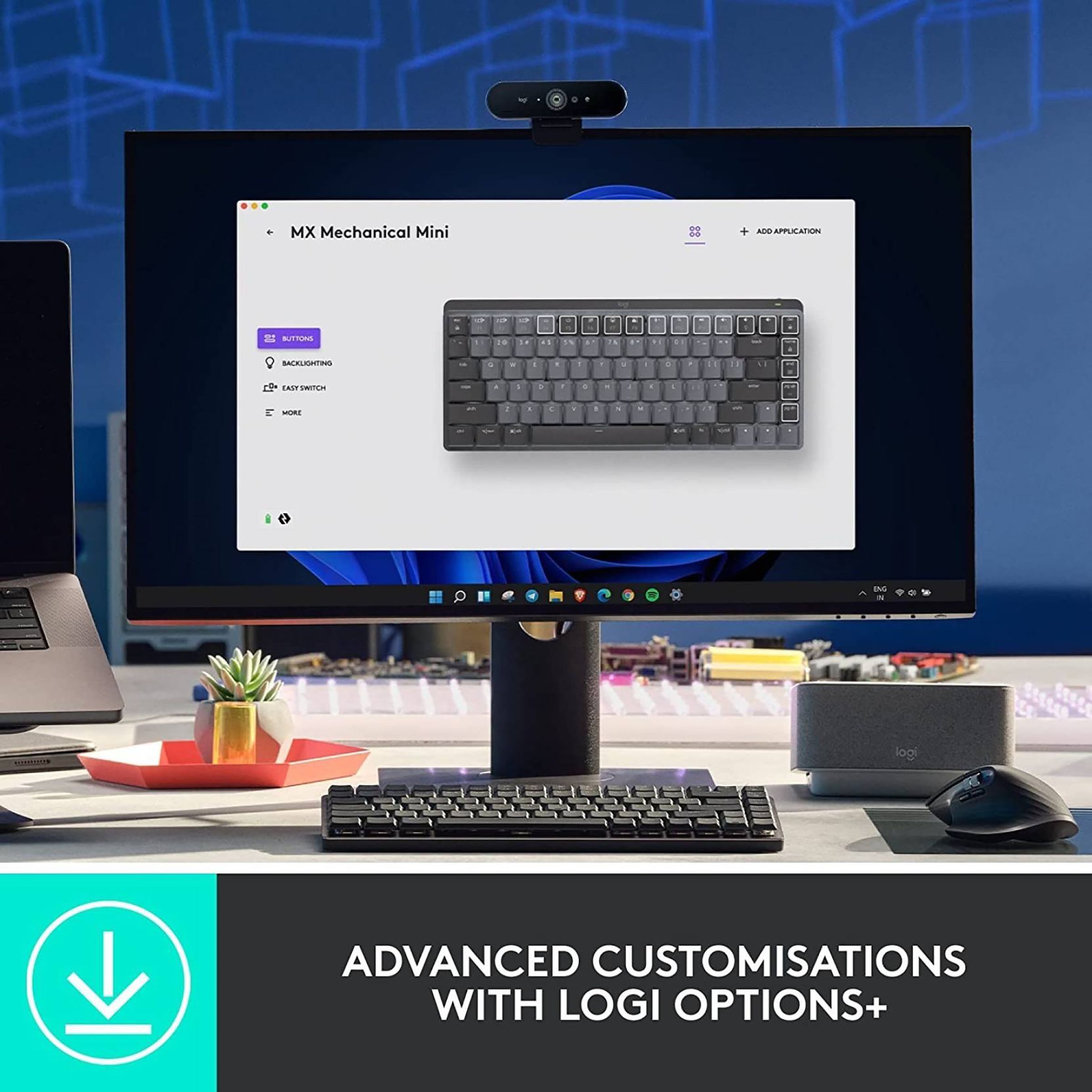 logitech MX Mechanical Mini Rechargeable Bluetooth Wireless Performance Keyboard with Multi Device Connectivity (Ambient Light Sensors, Graphite)_7