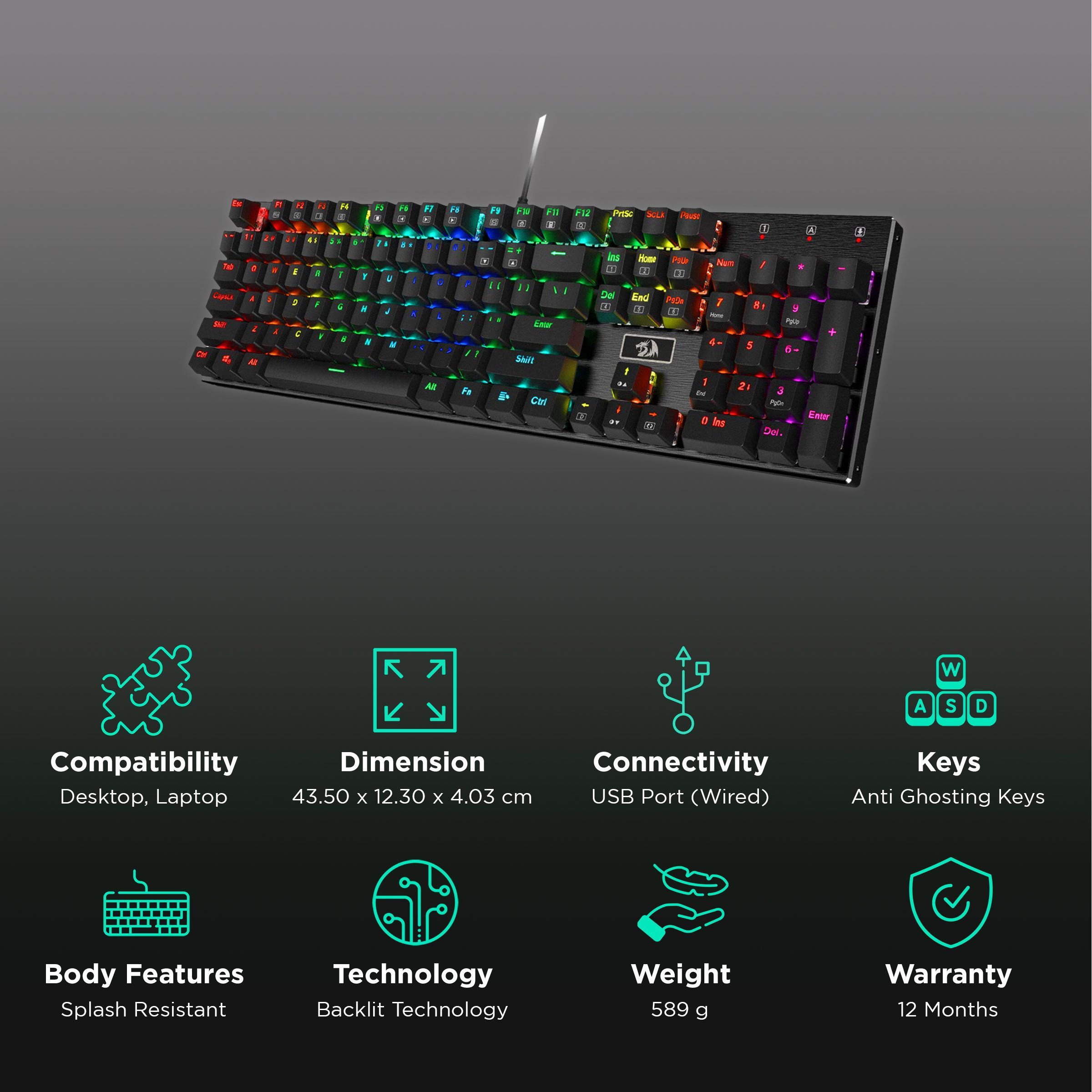 REDRAGON Devarajas K556 Wired Keyboard with RGB LED Backlit Keys (Custom Mechanical Brown Switch, Black) REDRAGON Devarajas K556 Wired Keyboard with RGB LED Backlit Keys (Custom Mechanical Brown Switch, Black)_2