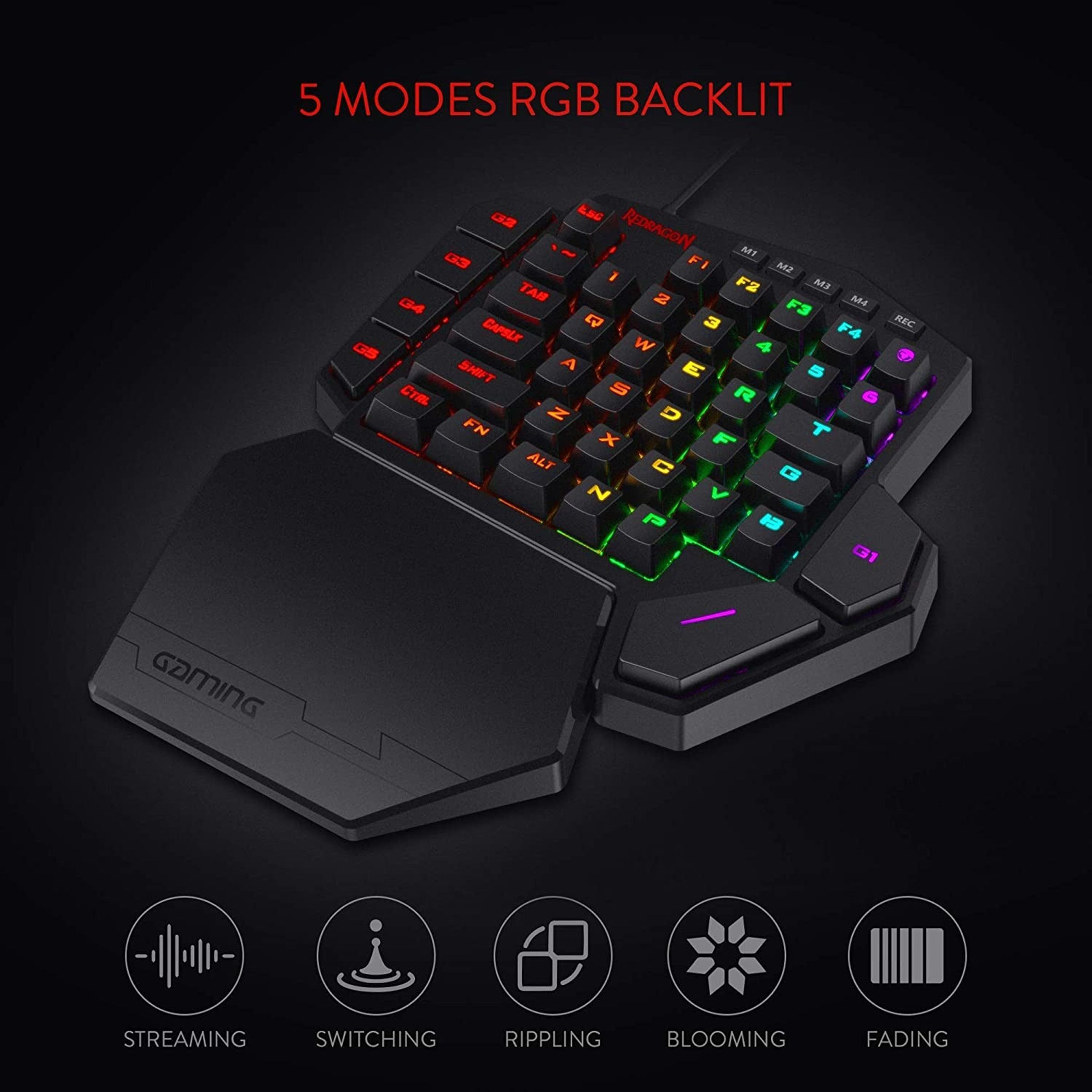 REDRAGON Diti K585 Wired Keyboard with RGB LED Backlit Keys (Detachable Wrist Rest, Black)_9