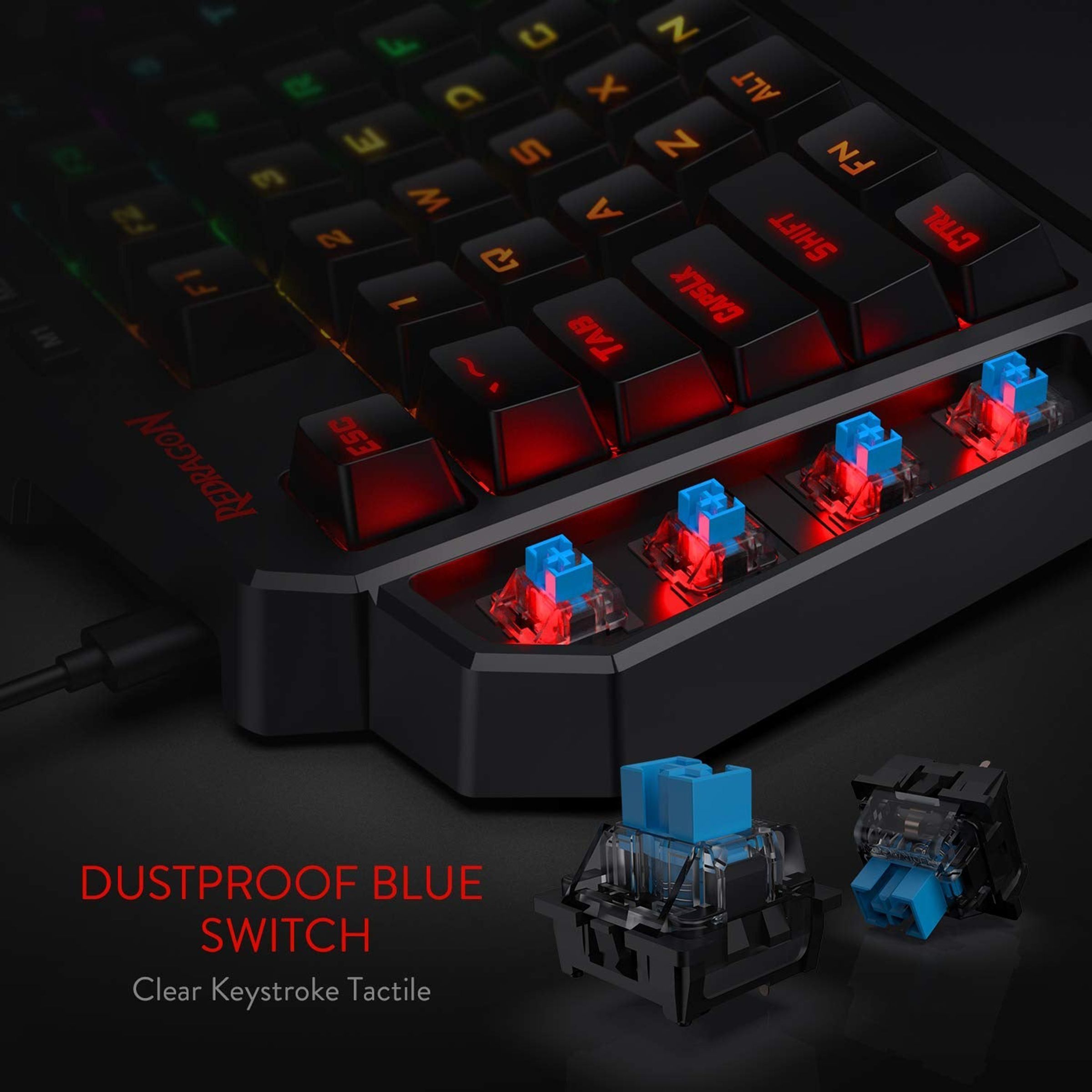 REDRAGON Diti K585 Wired Keyboard with RGB LED Backlit Keys (Detachable Wrist Rest, Black)_11
