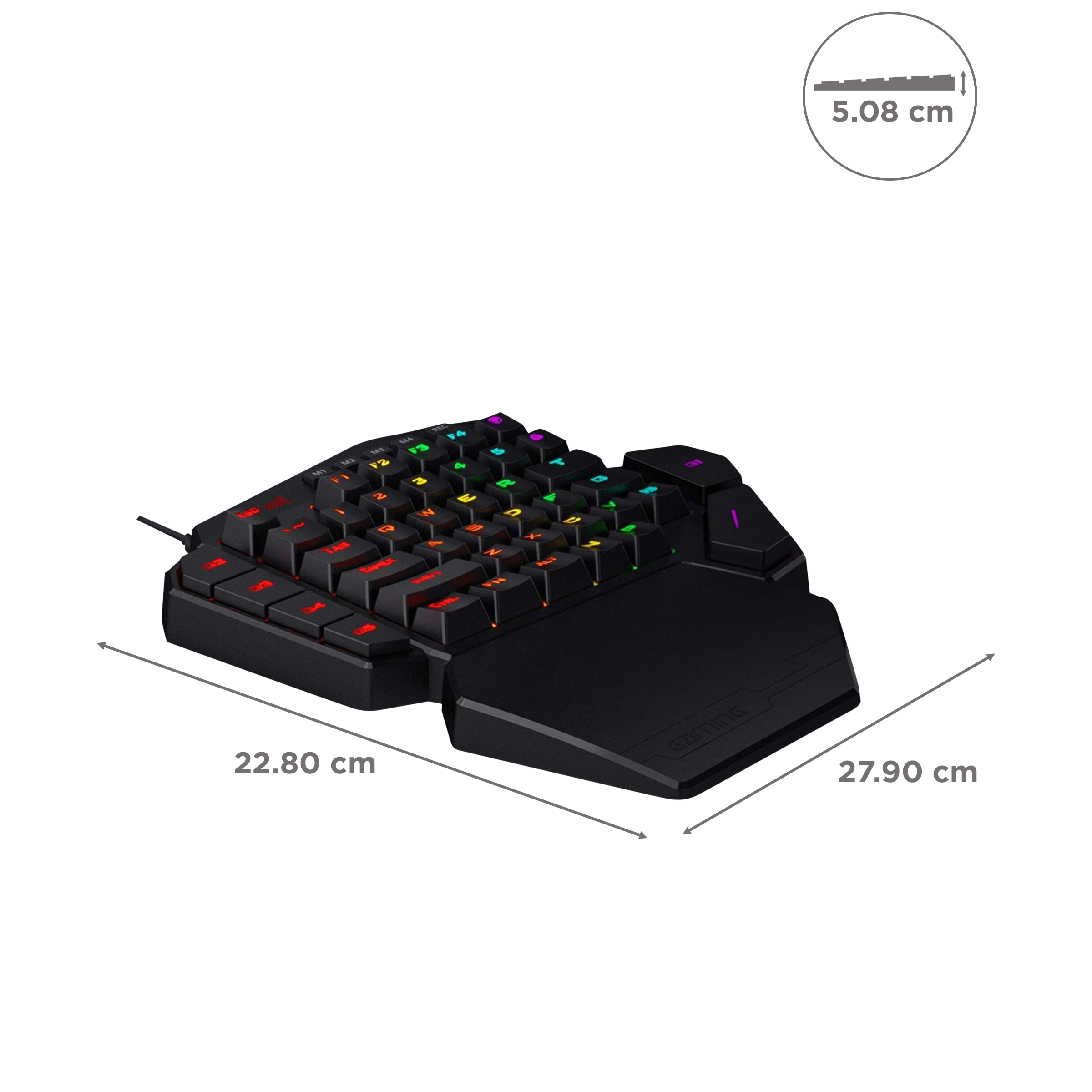 REDRAGON Diti K585 Wired Keyboard with RGB LED Backlit Keys (Detachable Wrist Rest, Black)_3