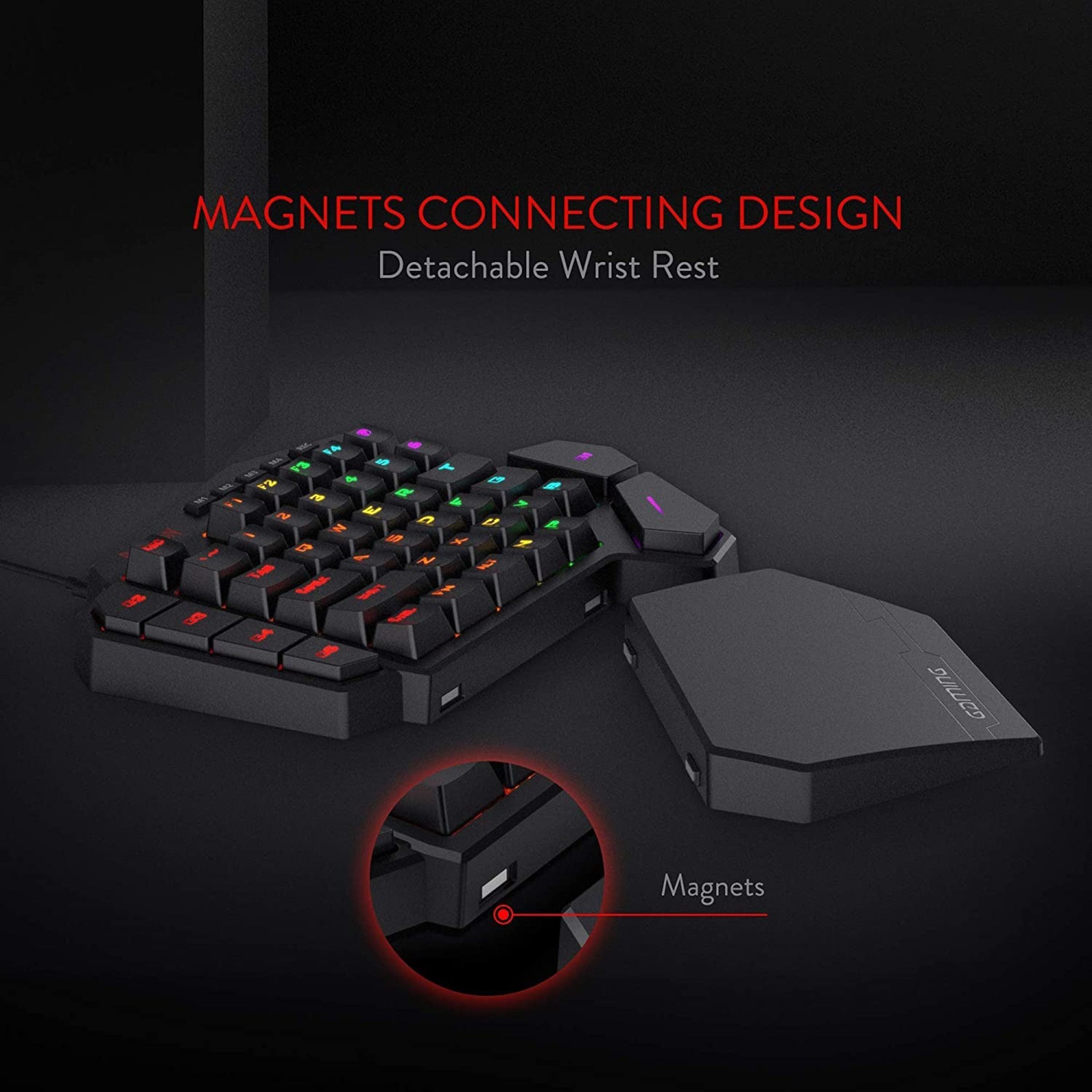 REDRAGON Diti K585 Wired Keyboard with RGB LED Backlit Keys (Detachable Wrist Rest, Black)_4