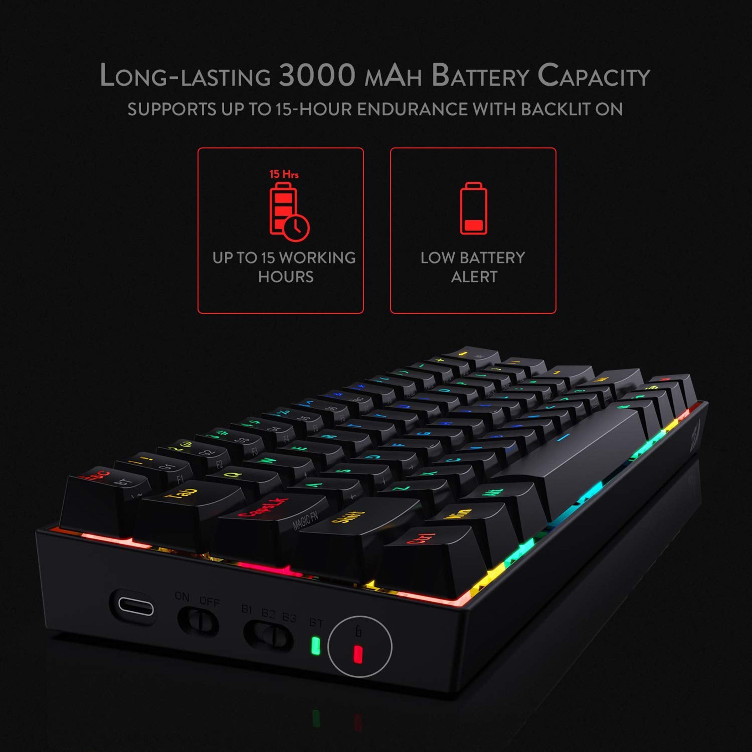 REDRAGON Draconic K530 Wireless Gaming Keyboard (RGB Backlight Brown Switch, Black)_6
