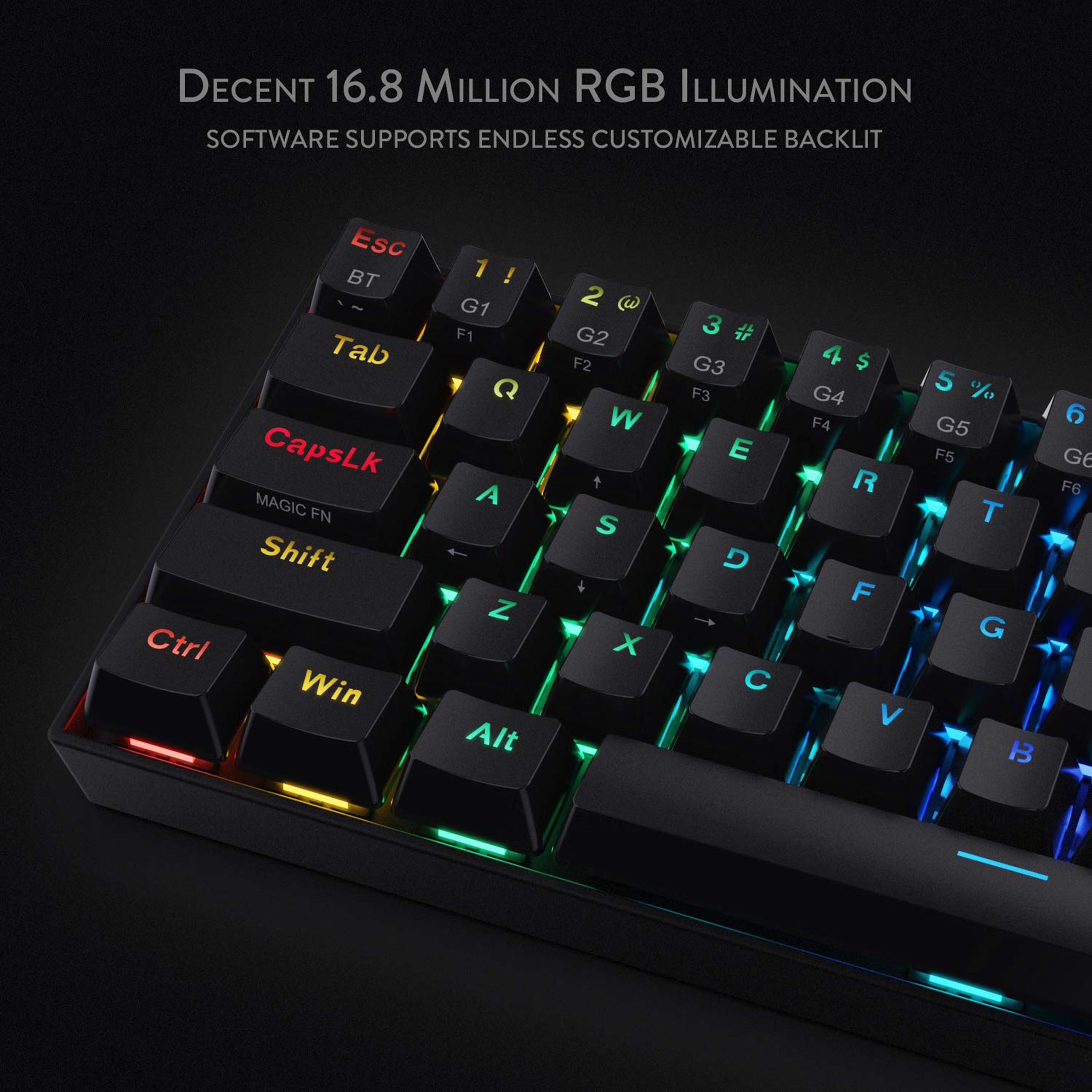 REDRAGON Draconic K530 Wireless Gaming Keyboard (RGB Backlight Brown Switch, Black)_7