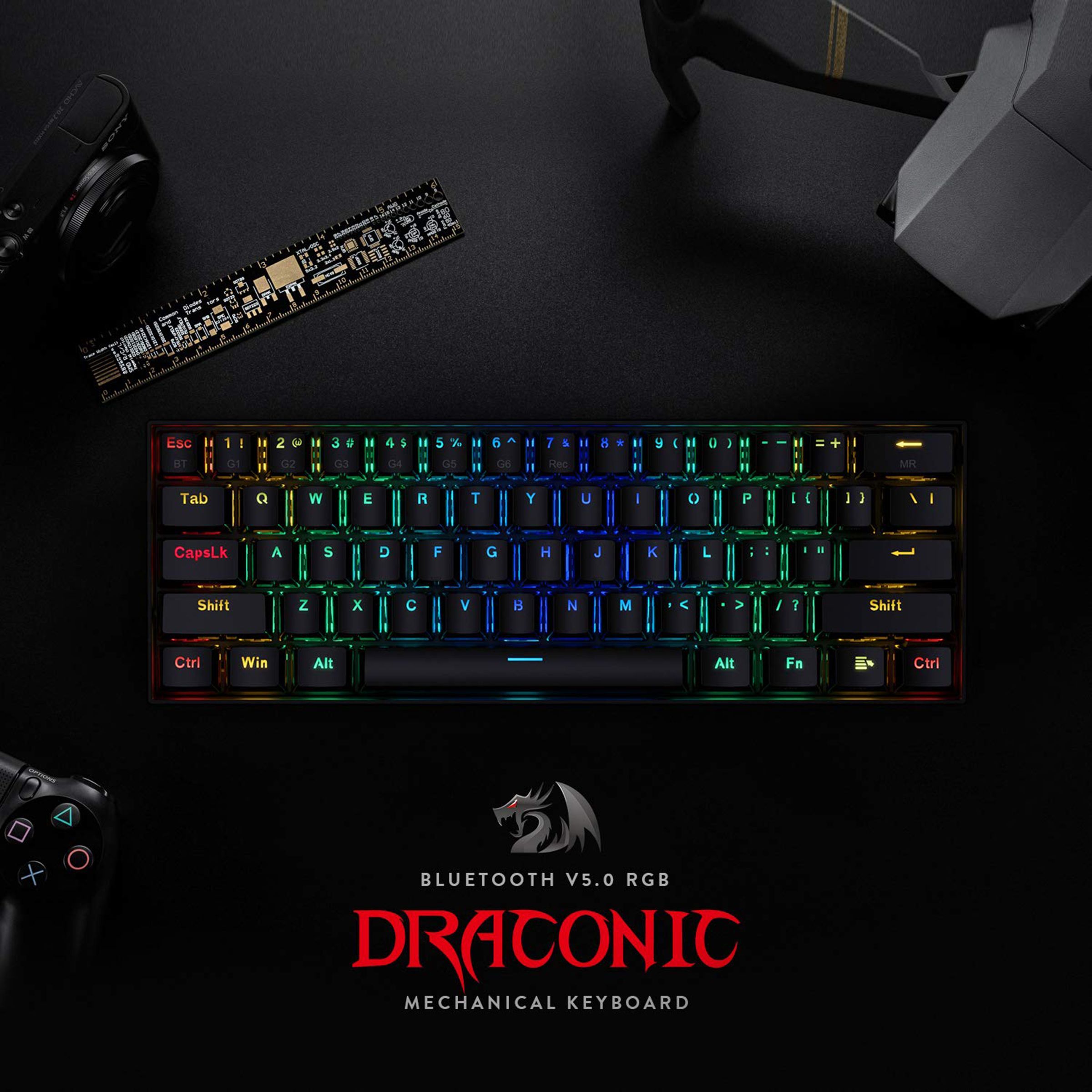 REDRAGON Draconic K530 Wireless Gaming Keyboard (RGB Backlight Brown Switch, Black)_4
