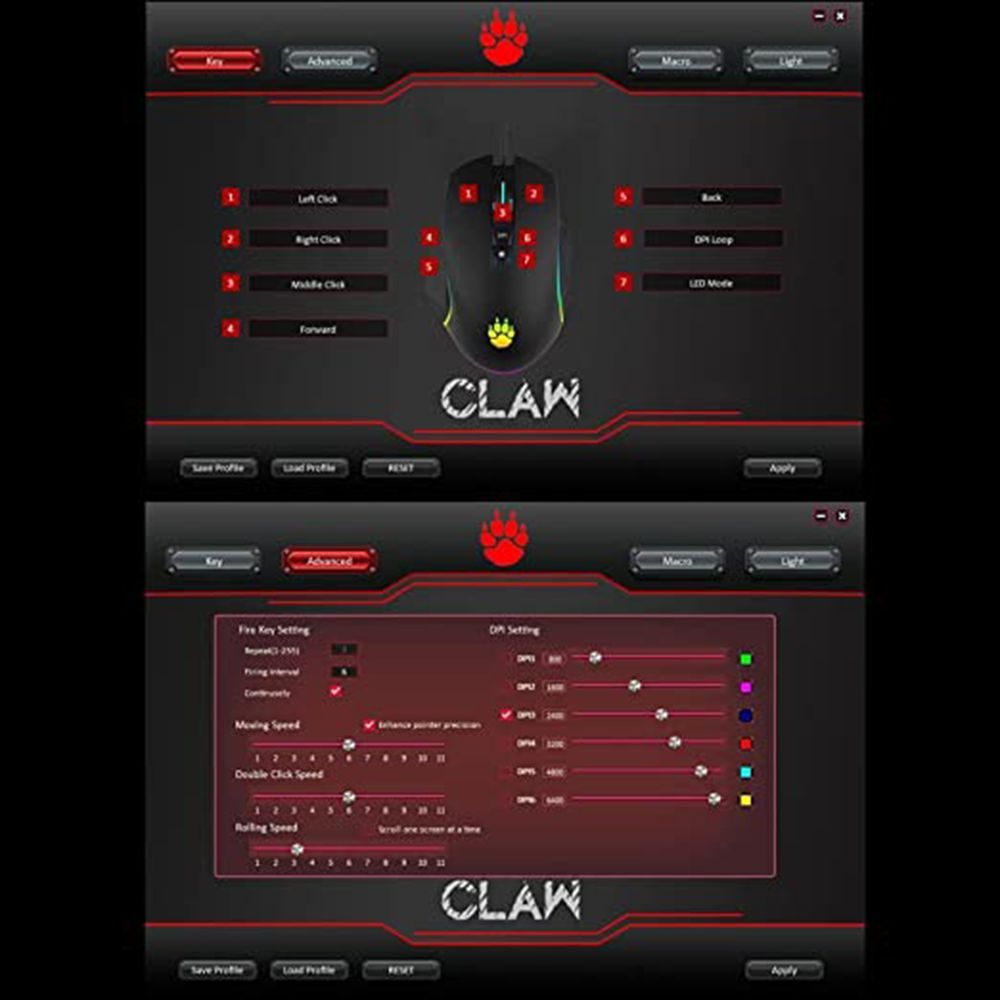 Claw Chuff Wired Optical Gaming Mouse with Customizable Buttons (6400 DPI Adjustable, Ergonomic Design, Black)_8