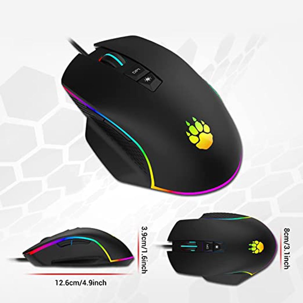 Claw Chuff Wired Optical Gaming Mouse with Customizable Buttons (6400 DPI Adjustable, Ergonomic Design, Black)_5