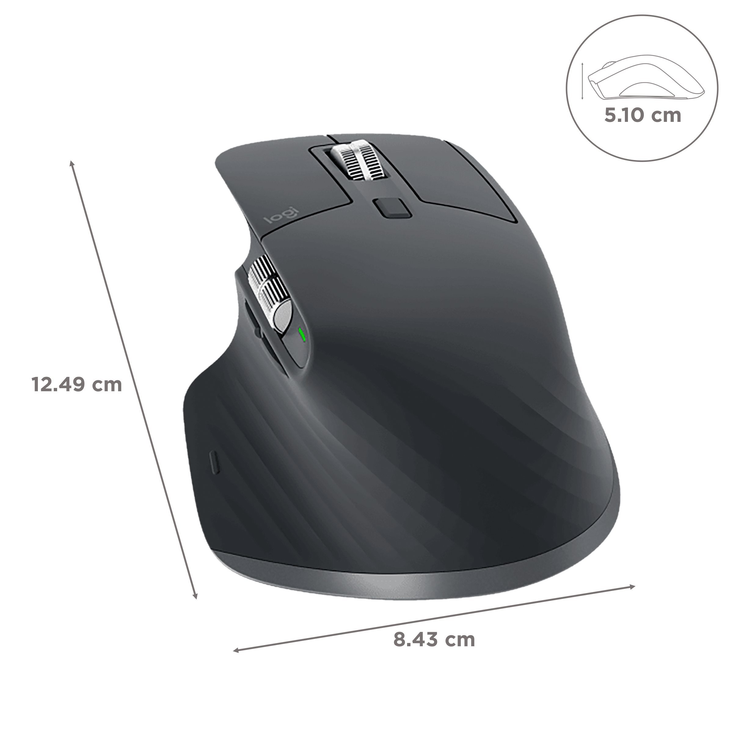 logitech MX Master 3S Rechargeable Bluetooth Wireless Laser Performance Mouse with Thumb Wheel (8000 DPI Adjustable, Multi Device Connectivity, Graphite)_3