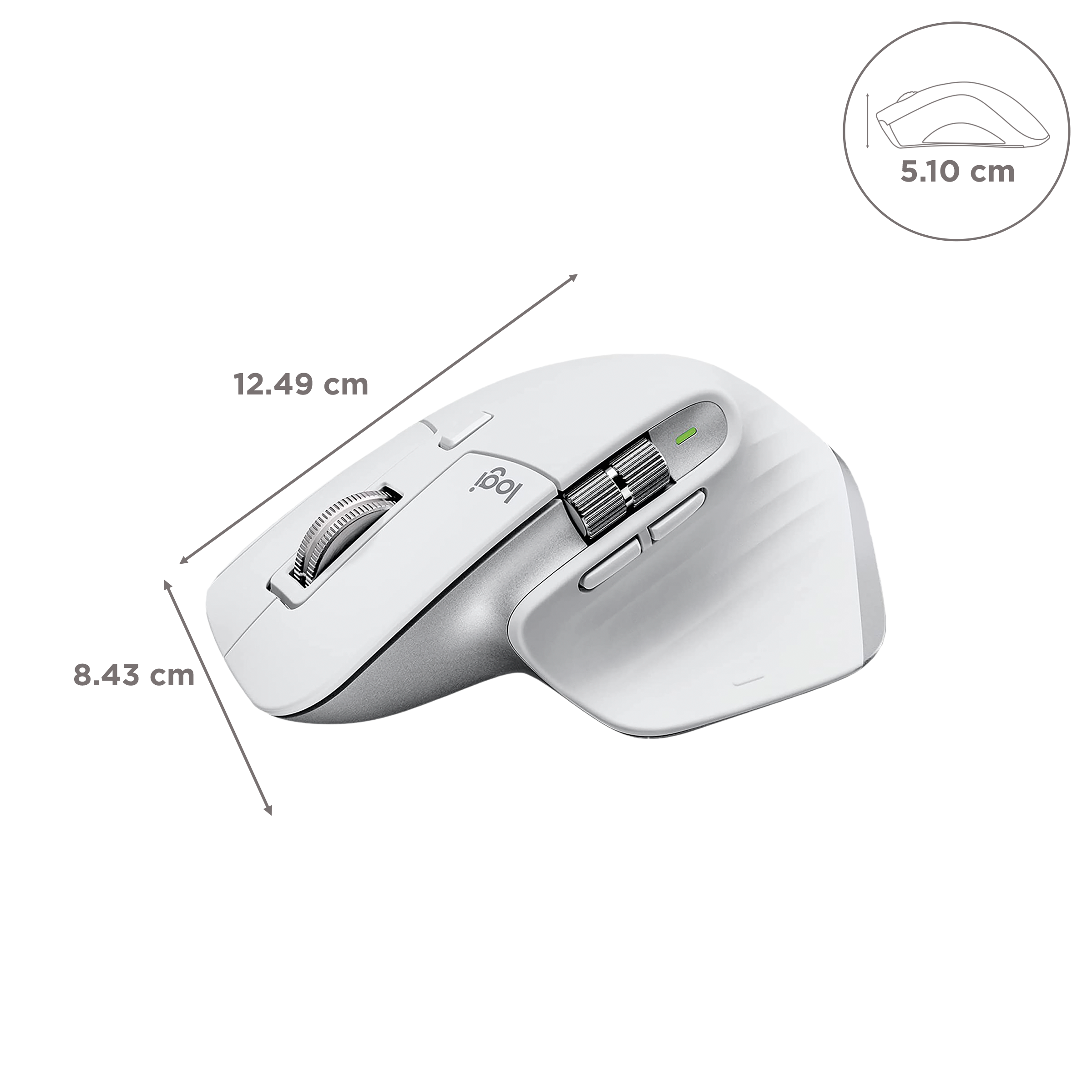 logitech MX Master 3S Rechargeable Wireless Laser Performance Mouse with Thumb Wheel (8000 DPI Adjustable, Multi Device Connectivity, Pale Gray)_3