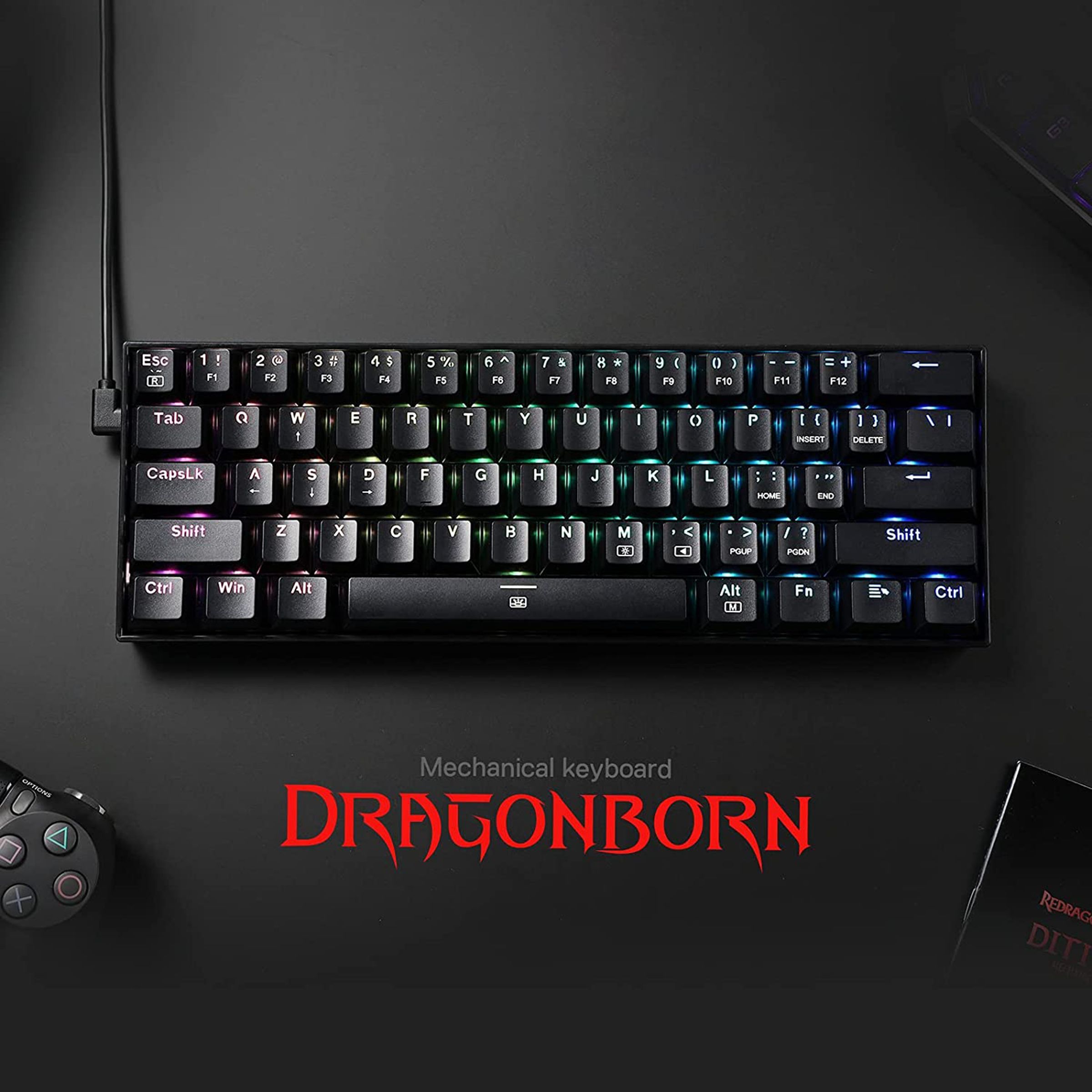 REDRAGON Dragonborn K630 RGB Wired Keyboard with Dazzling RGB Backlit (Hot-Swappable Brown Switches, Black)_8