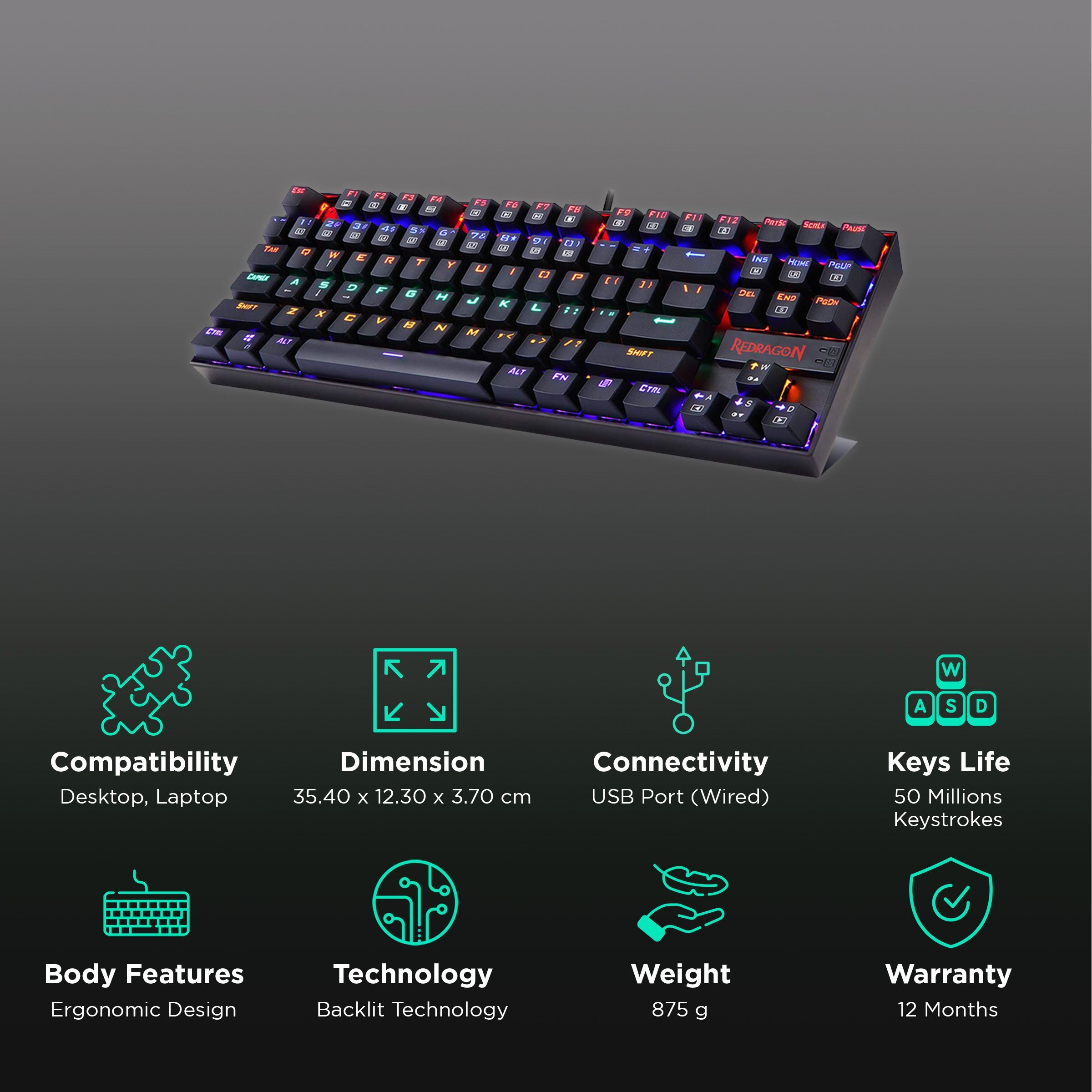 REDRAGON Kumara K552 Wired Keyboard with RGB LED Backlit Keys (Anti Ghosting Keys, Black) REDRAGON Kumara K552 Wired Keyboard with RGB LED Backlit Keys (Anti Ghosting Keys, Black)_2