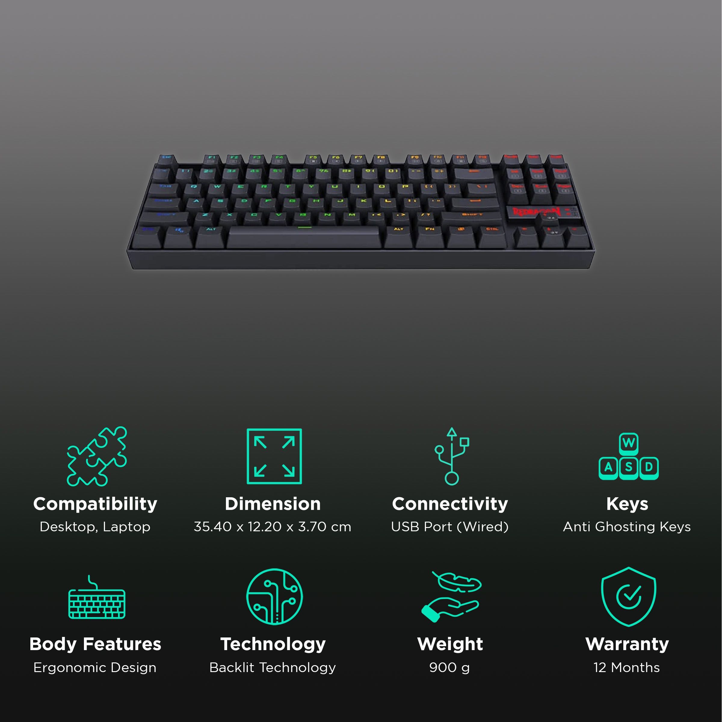 REDRAGON Kumara K552 RGB Wired Keyboard with RGB LED Backlit Keys (Custom Mechanical Switches, Black)_2