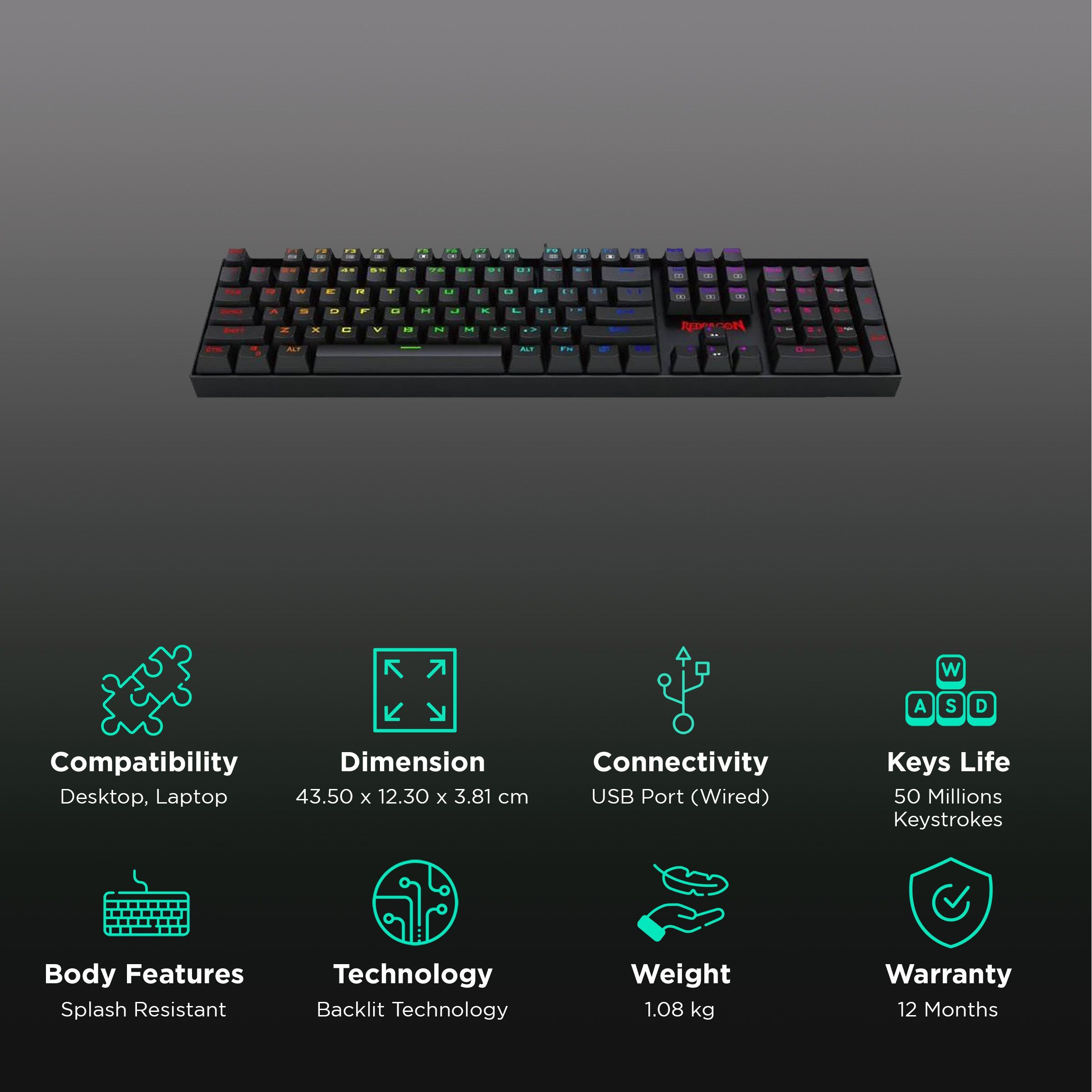 REDRAGON Vara K551 Wired Gaming Keyboard (RGB Backlight Red Switch, Black) REDRAGON Vara K551 Wired Gaming Keyboard (RGB Backlight Red Switch, Black)_2