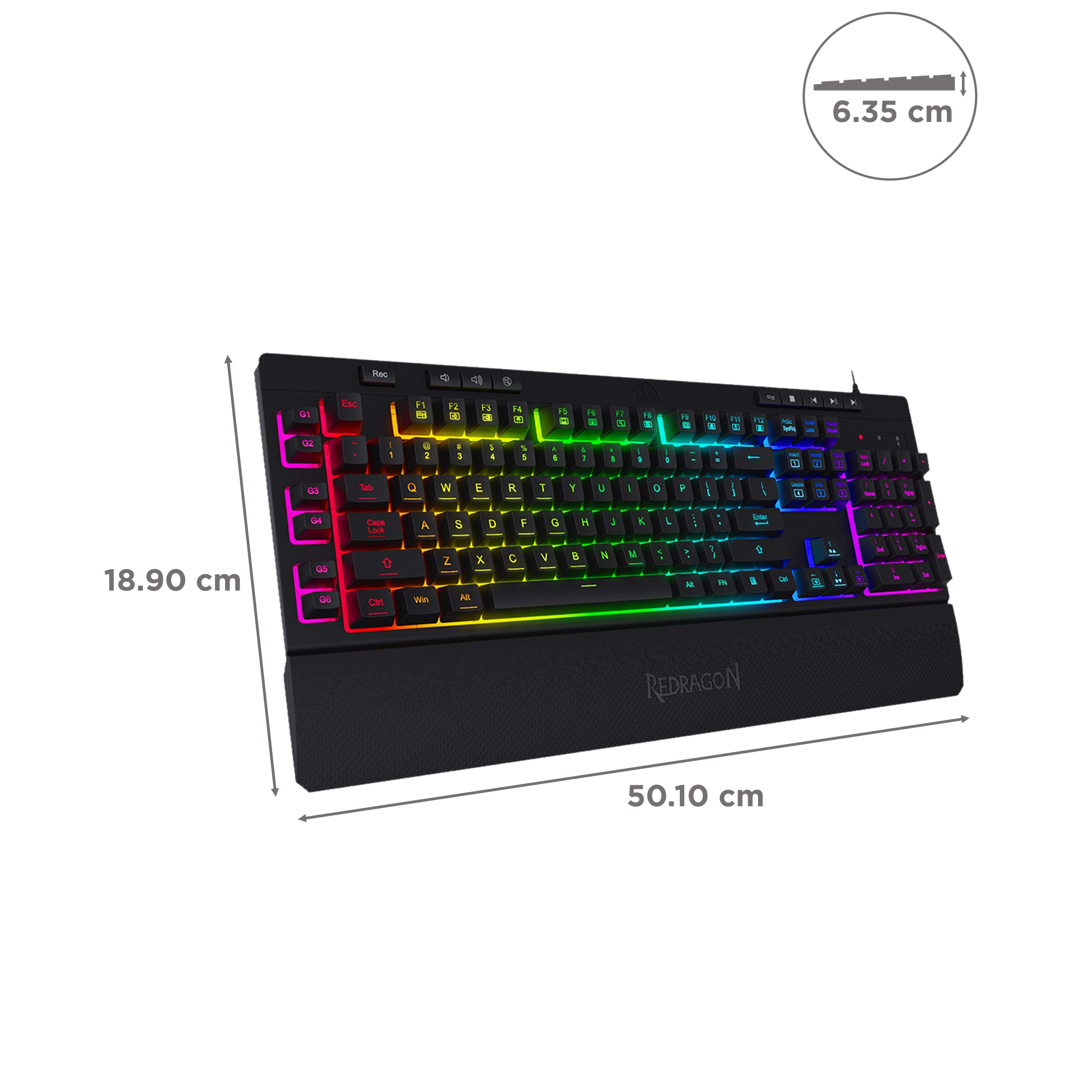 REDRAGON Shiva K512 Wired Keyboard with RGB LED Backlit Keys (Dedicated Media Controls, Black)_3