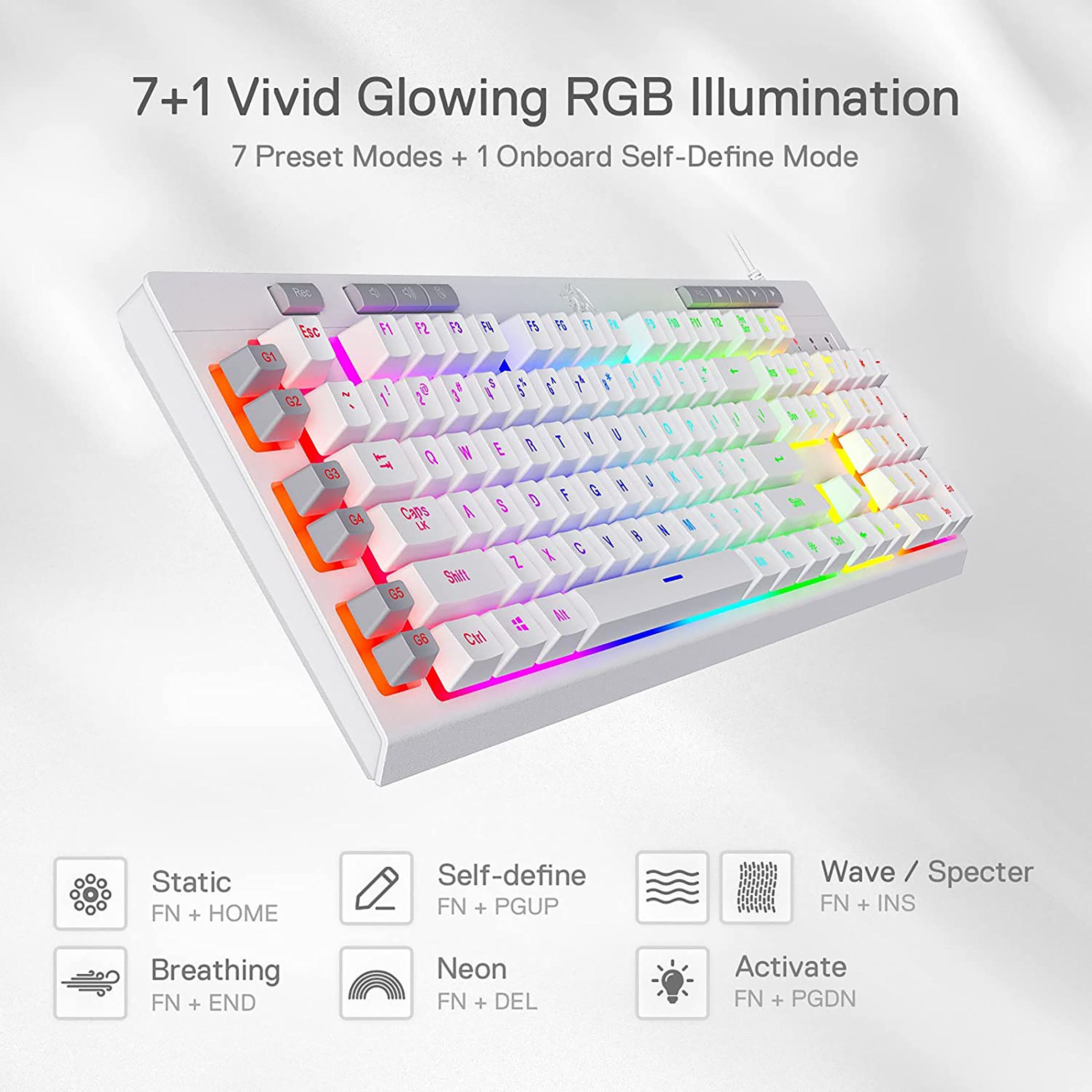 REDRAGON Shiva K512 Wired Gaming Keyboard (RGB Backlight, White)_8