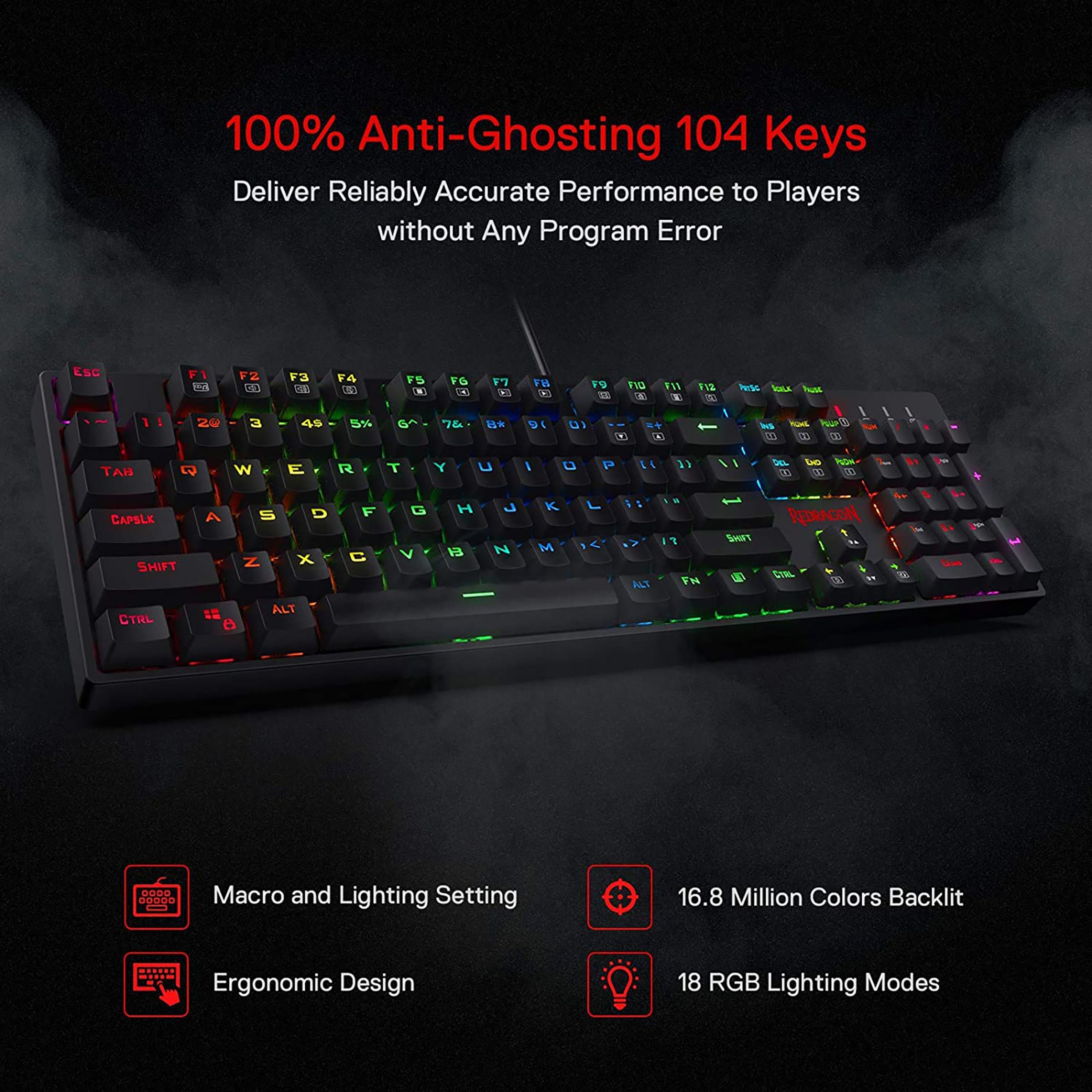 REDRAGON Surara K582 Wired Gaming Keyboard (RGB Backlight Red Switch, Black)_9