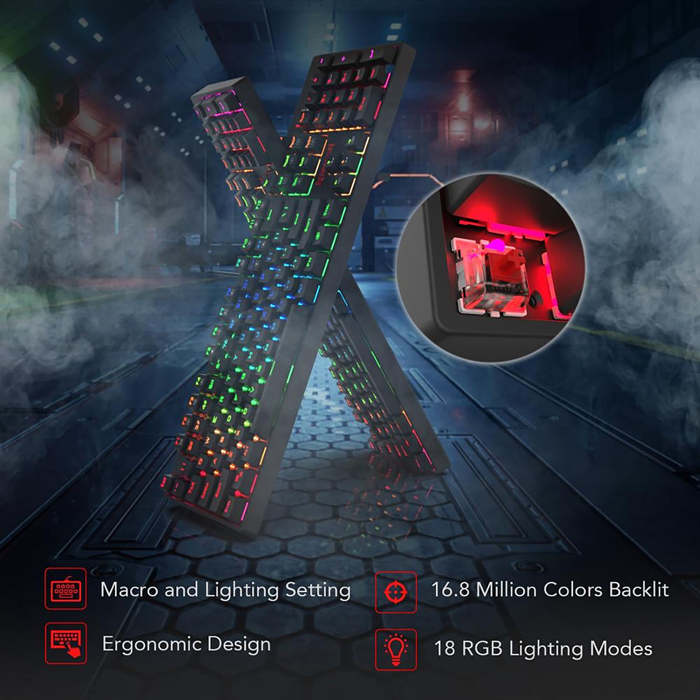 REDRAGON Surara K582 Wired Gaming Keyboard (RGB Backlight Red Switch, Black)_12