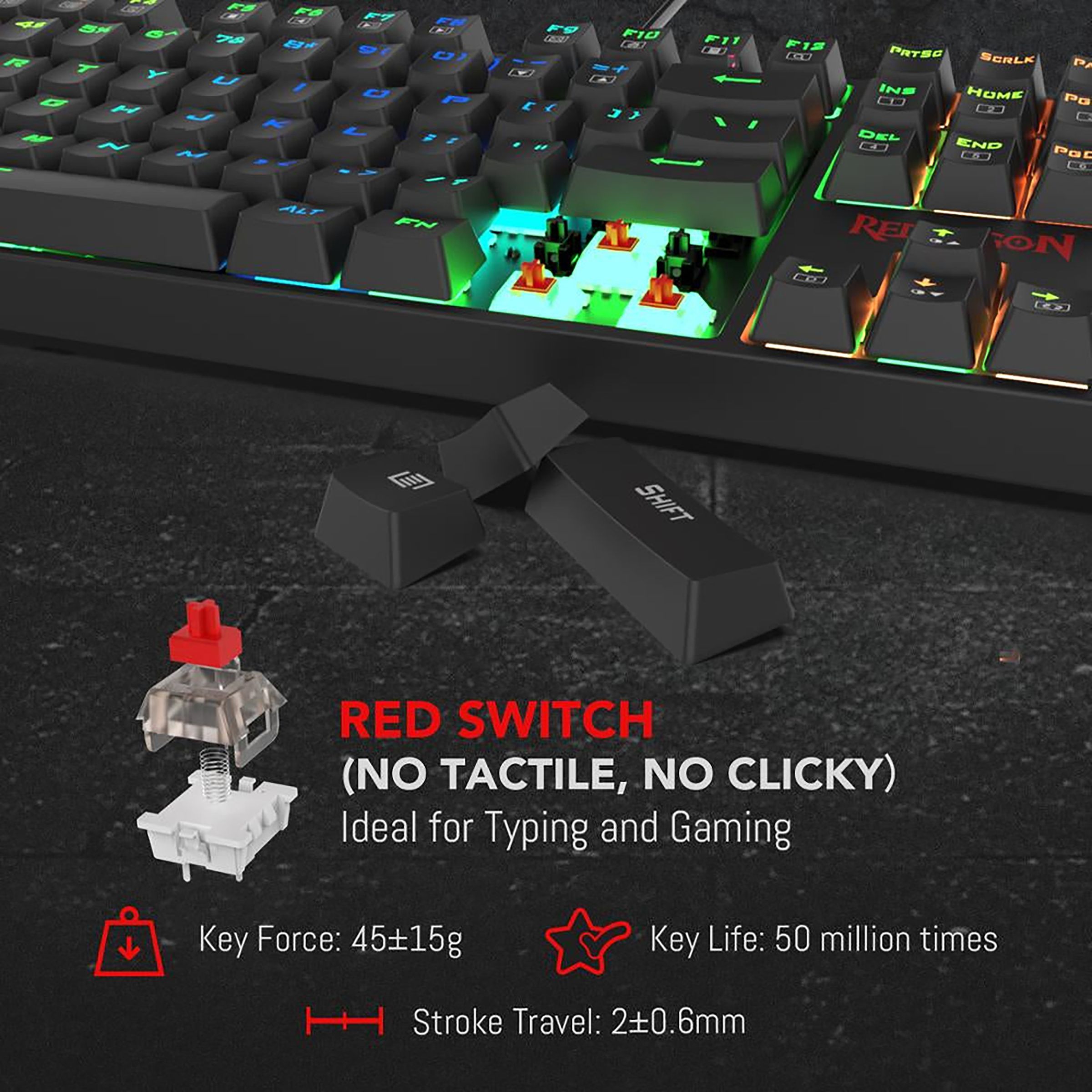 REDRAGON Surara K582 Wired Gaming Keyboard (RGB Backlight Red Switch, Black)_5