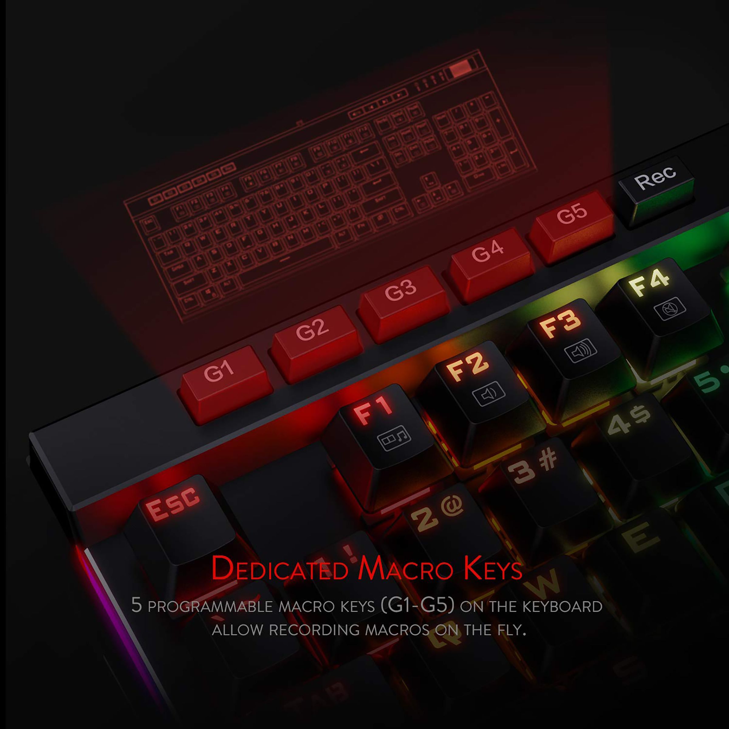 REDRAGON Vata K580 Wired Keyboard with 12 Dedicated Multimedia Keys (RGB Backlight, Black)_4