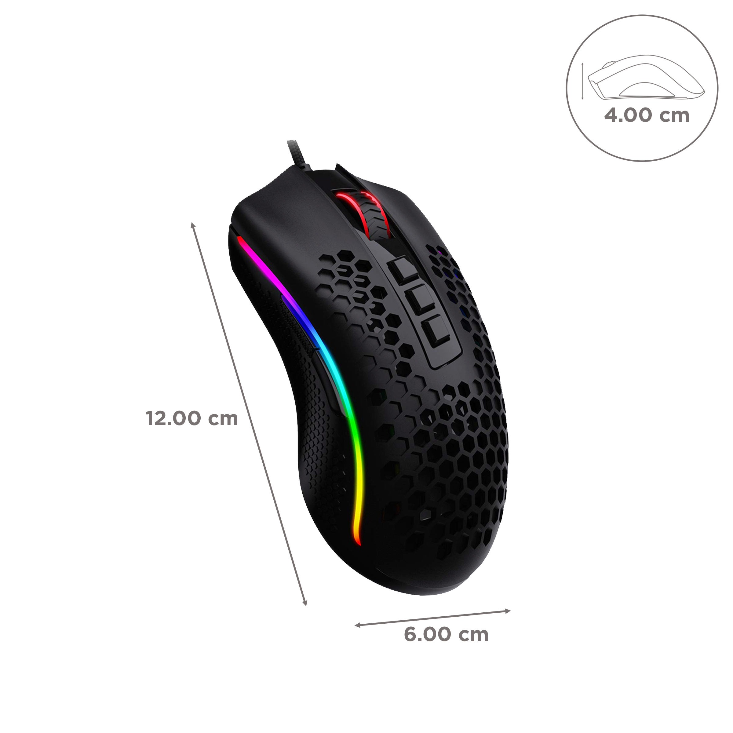 REDRAGON Strom Wired Optical Gaming Mouse (12400 DPI Adjustable, Aesthetics of Hive, Black) REDRAGON Strom Wired Optical Gaming Mouse (12400 DPI Adjustable, Aesthetics of Hive, Black)_3