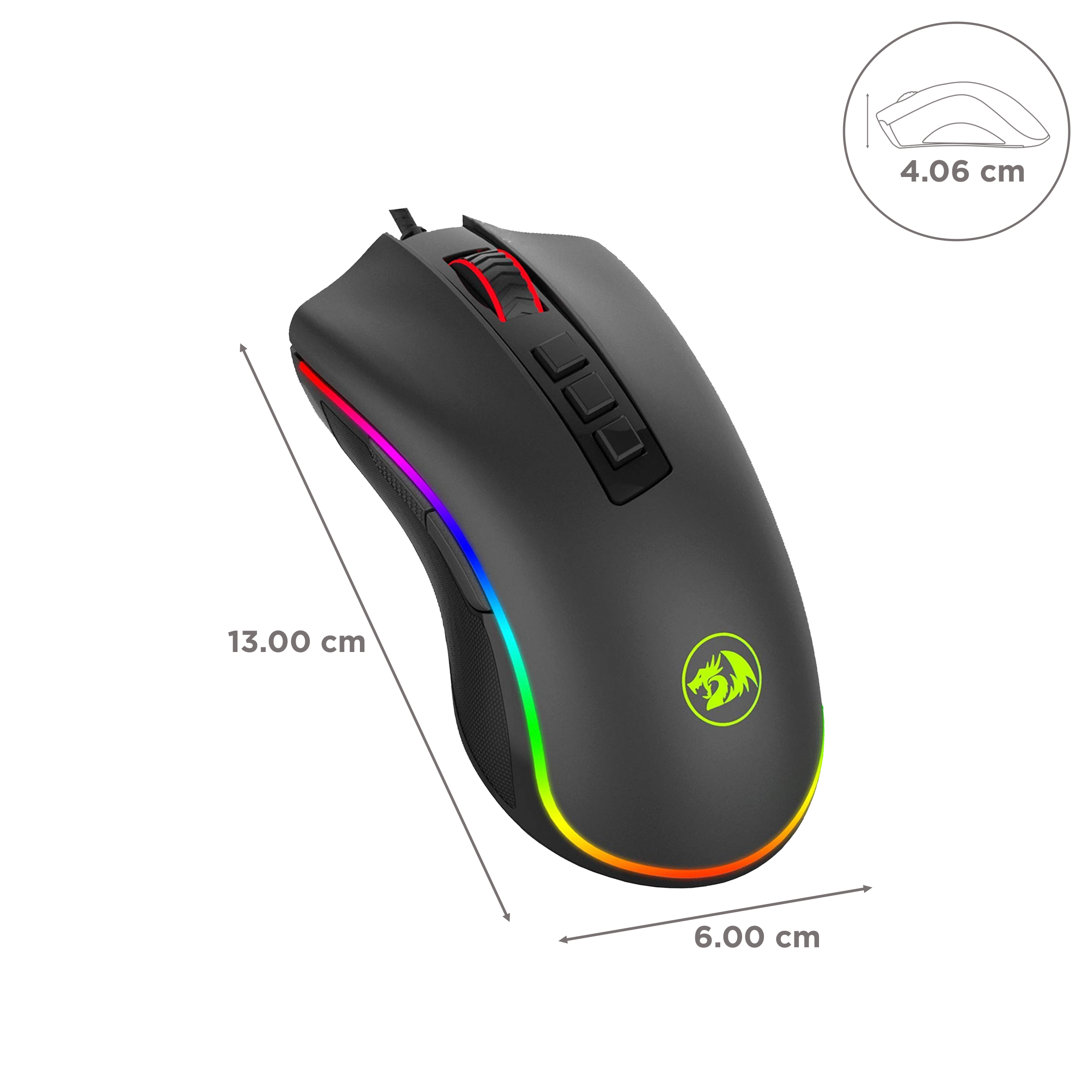 REDRAGON Cobra Wired Optical Gaming Mouse (5000 DPI Adjustable, Ergonomic Design, Black)_3