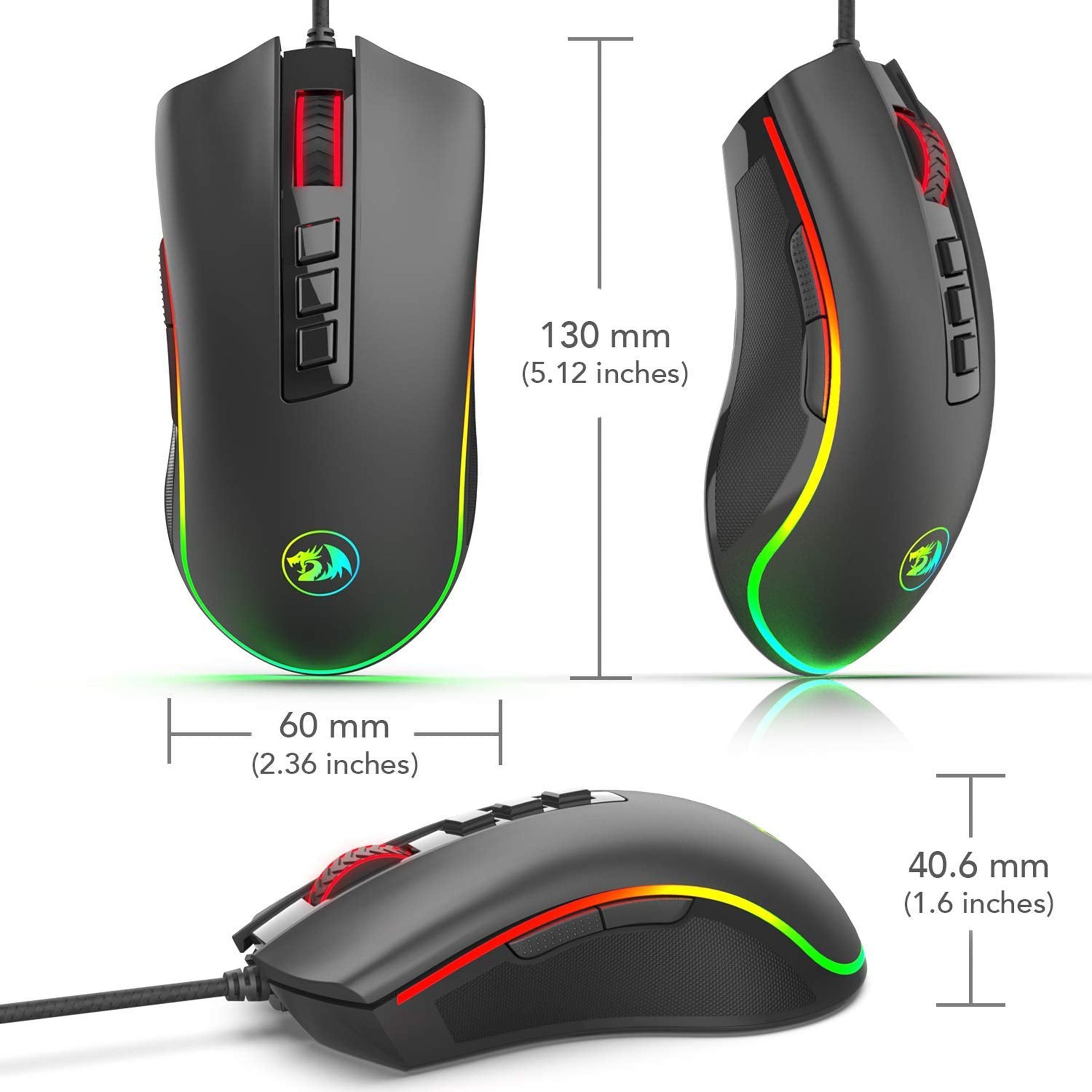 REDRAGON Cobra Wired Optical Gaming Mouse (5000 DPI Adjustable, Ergonomic Design, Black)_5