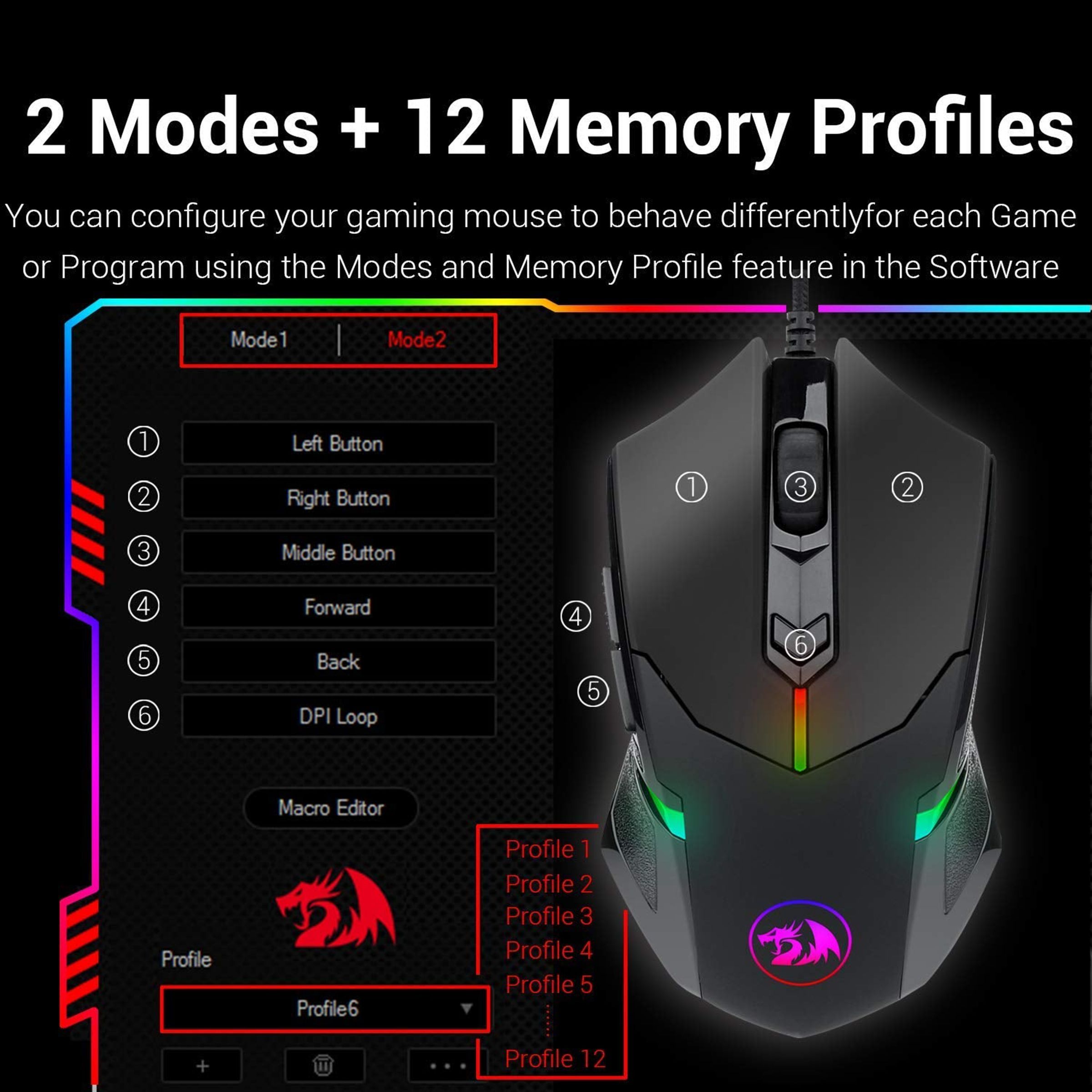 REDRAGON Centrophorus Wired Optical Gaming Mouse (7200 DPI Adjustable, Ergonomic Design, Black)_6