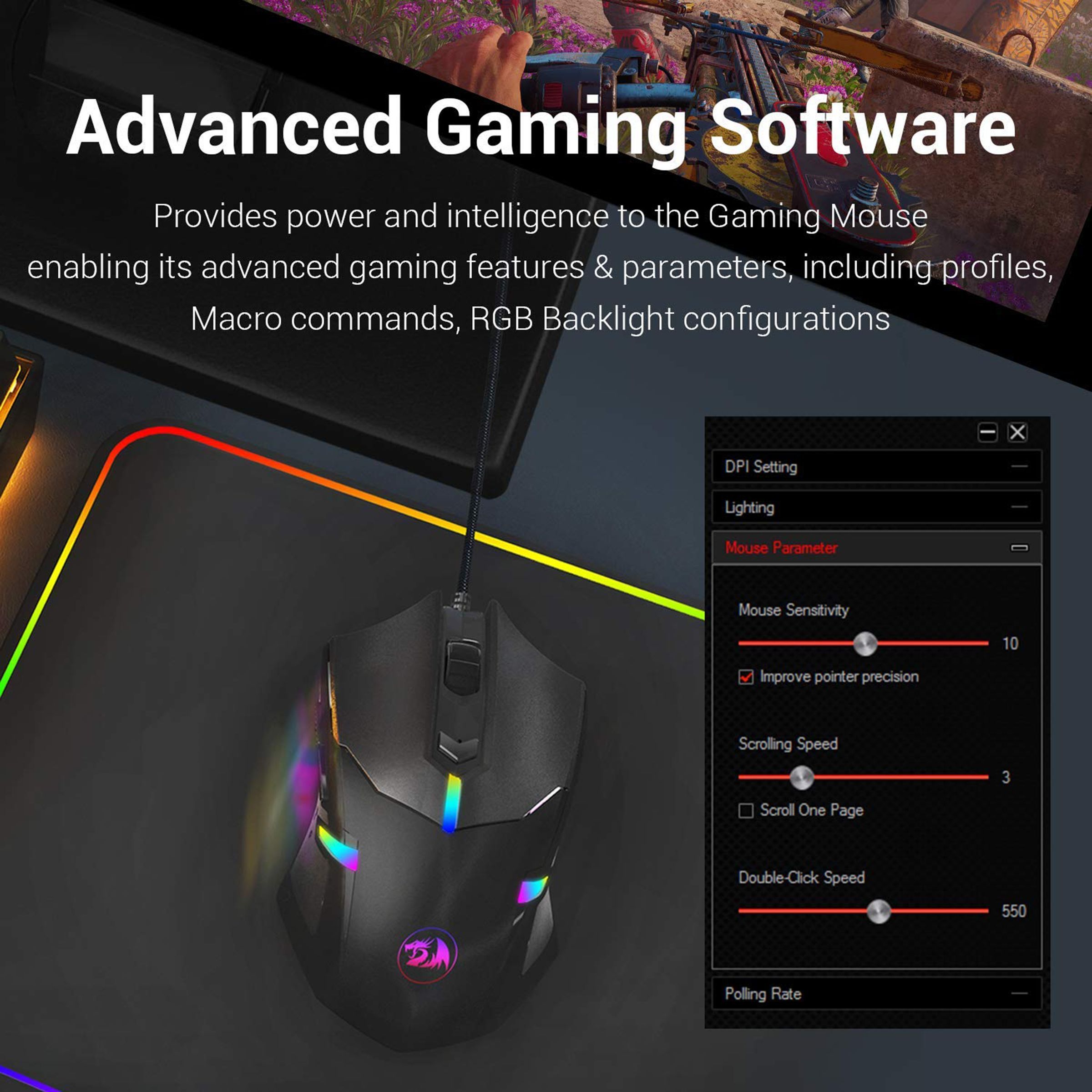 REDRAGON Centrophorus Wired Optical Gaming Mouse (7200 DPI Adjustable, Ergonomic Design, Black)_7