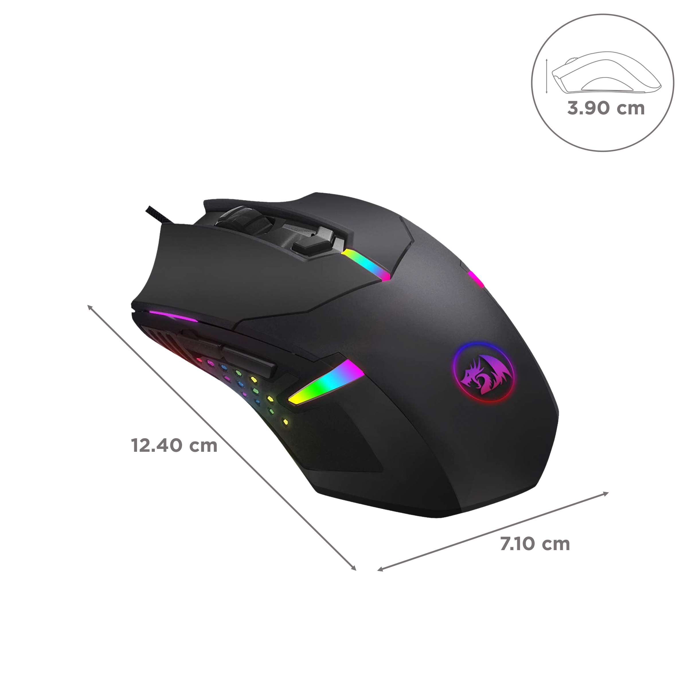 REDRAGON Centrophorus Wired Optical Gaming Mouse (7200 DPI Adjustable, Ergonomic Design, Black)_3